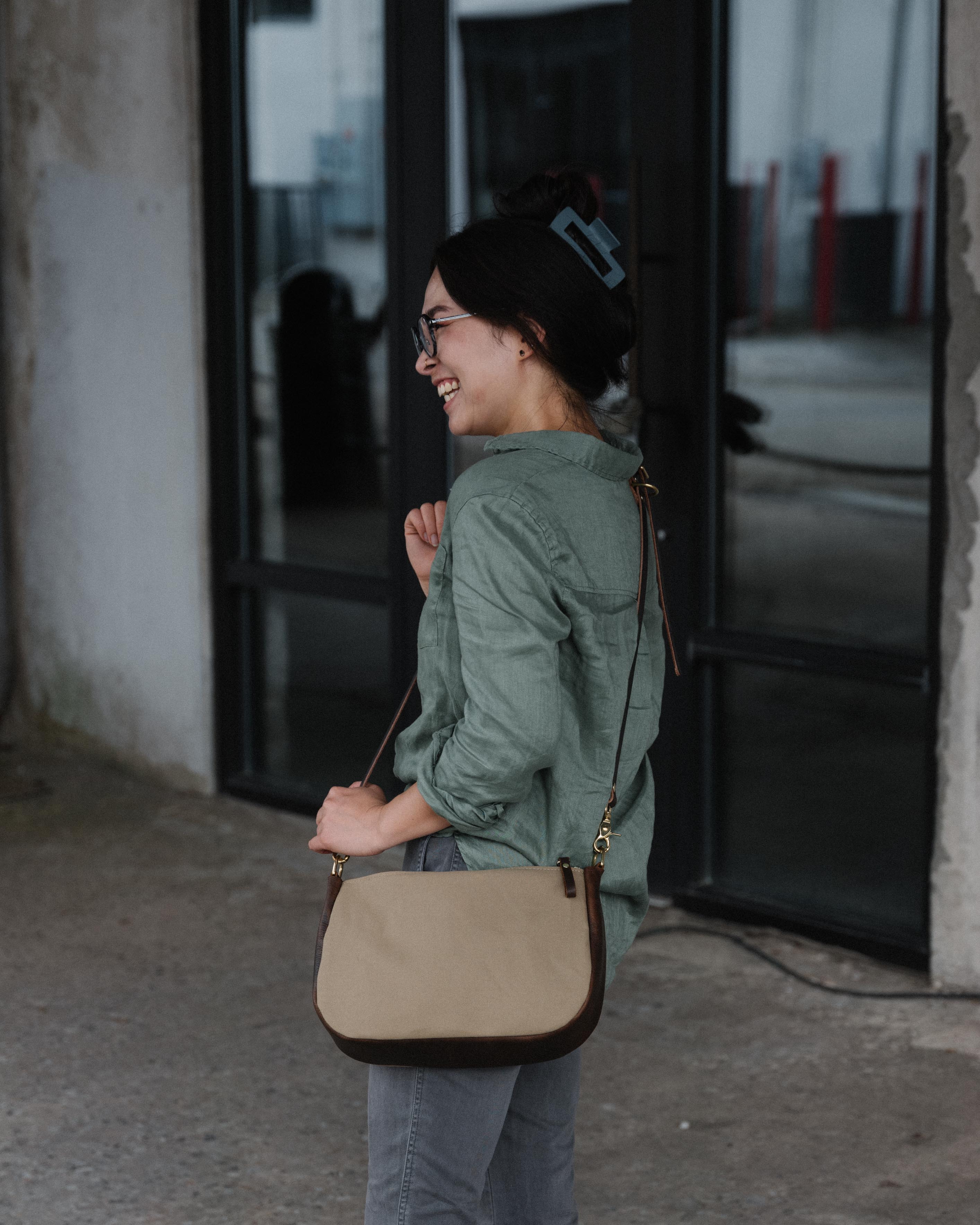 Natural Canvas Crossbody Bag