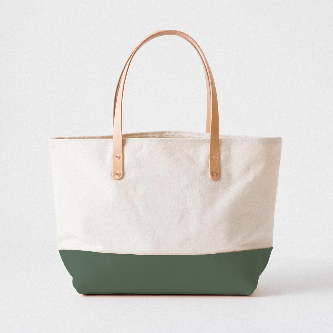 Studio Green and Natural Canvas East West Panel Tote