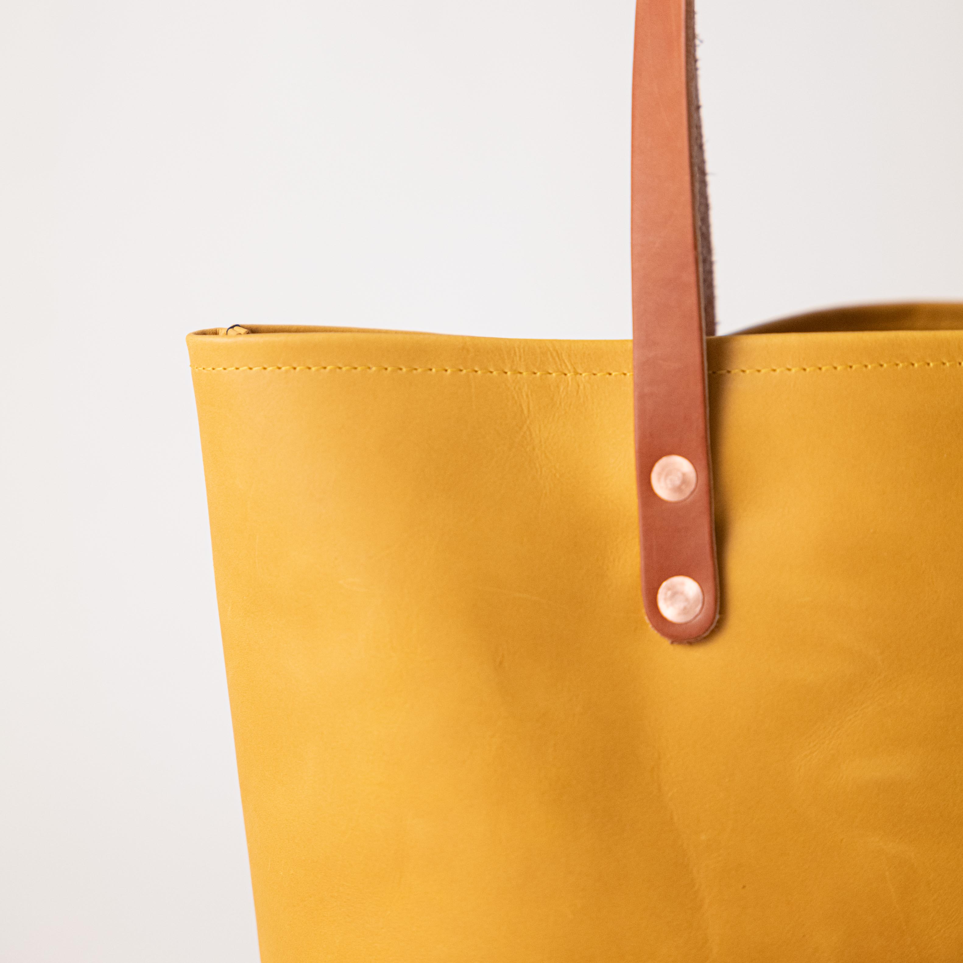 Scratch-and-Dent Mustard &amp; Tortoiseshell East West Panel Tote