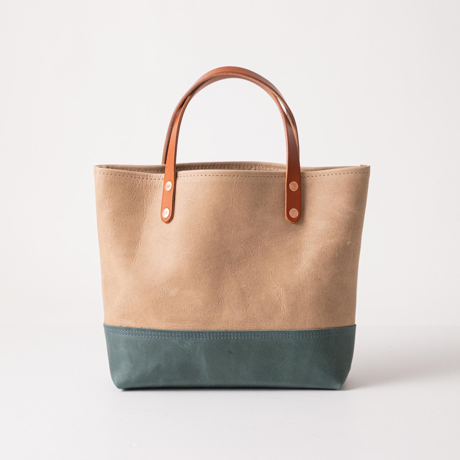 Scratch-and-Dent Beige &amp; Atlantic Blue Mini Panel Tote