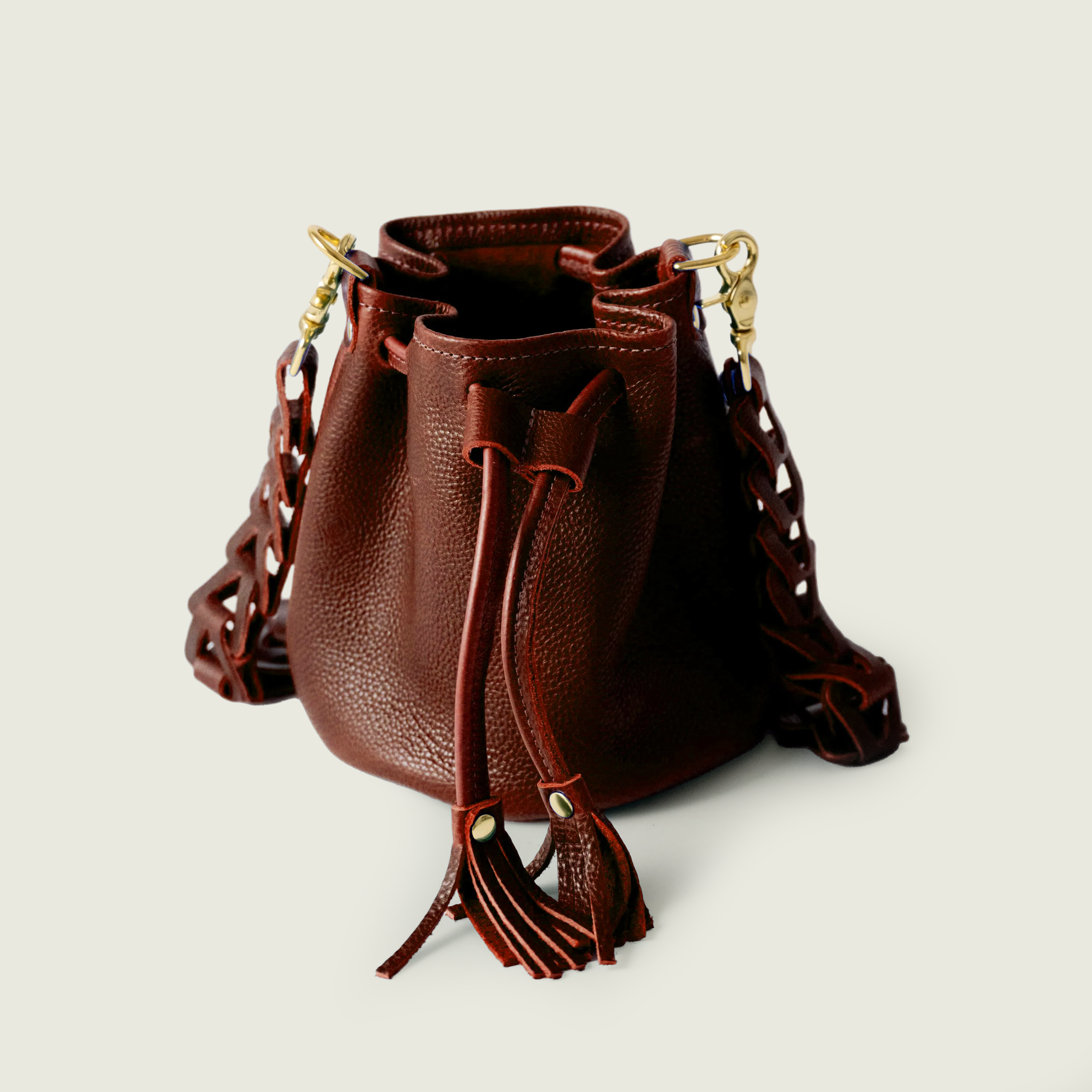 Dark Cherry Bulldog Mini Bucket Bag Bundle
