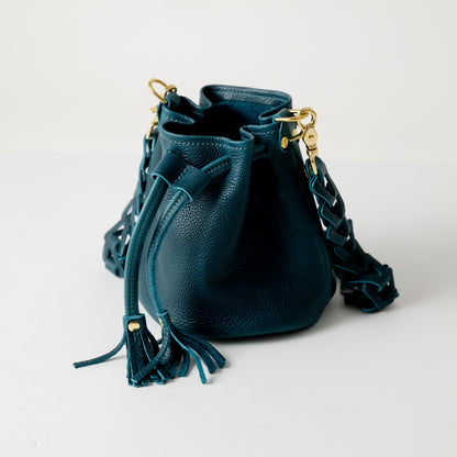 Dark Teal Bulldog Mini Bucket Bag