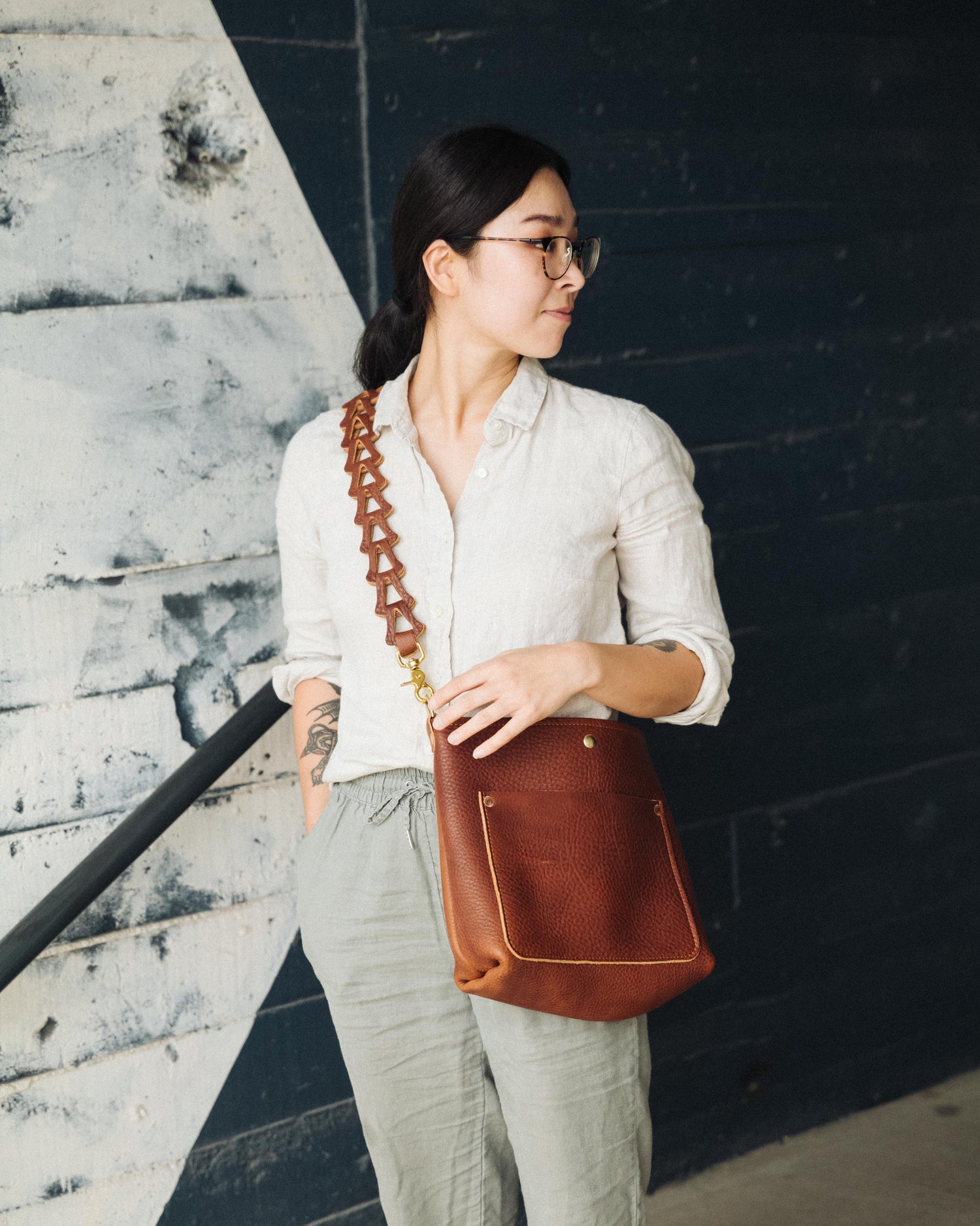 Olive Crunch Crossbody Travel Tote