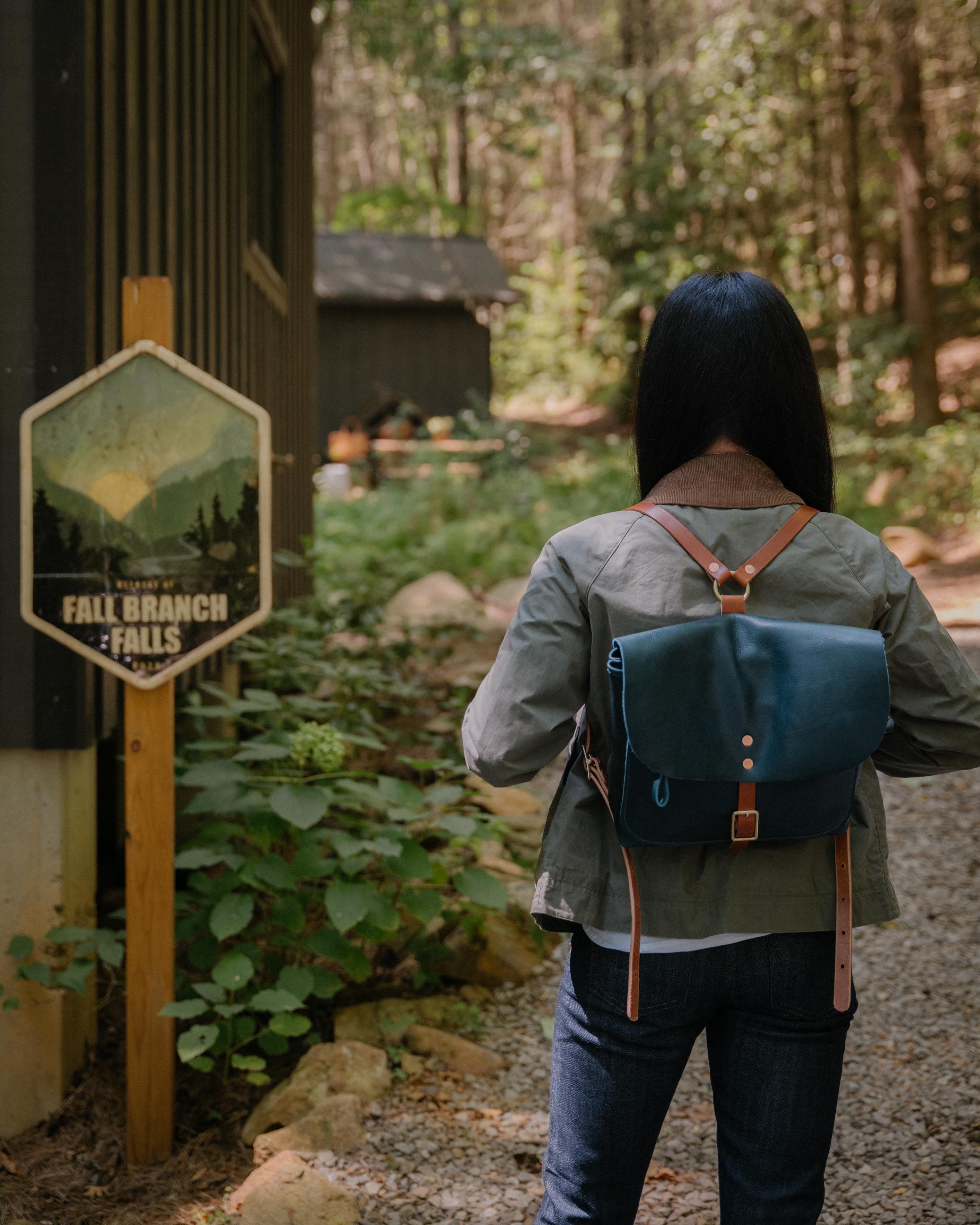 Dark Teal Bulldog Leather Backpack