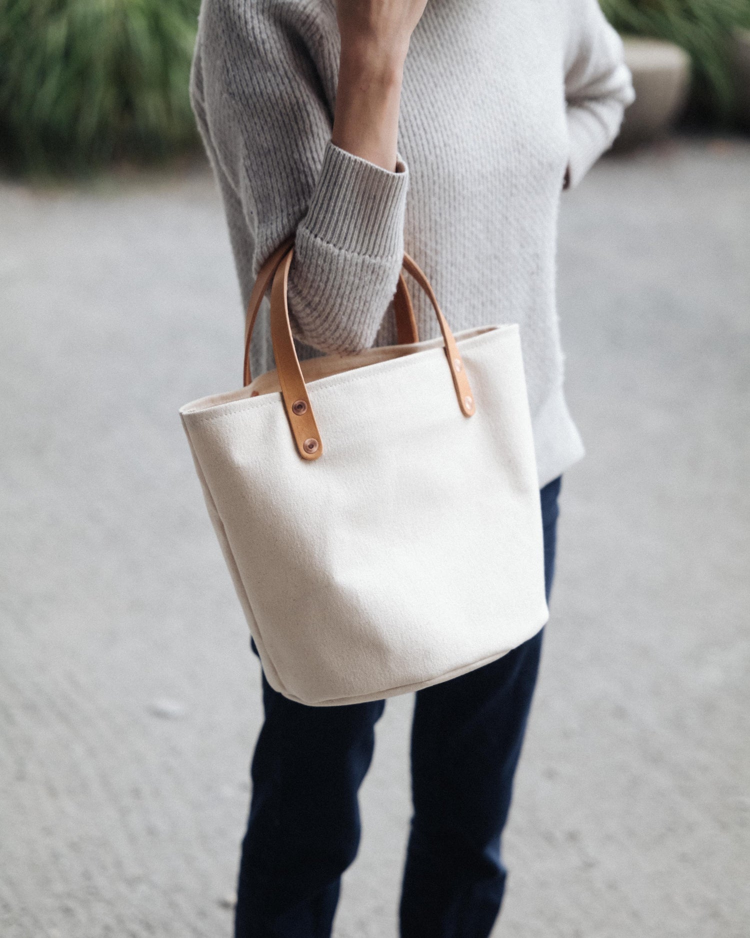 Navy Canvas Bucket Tote