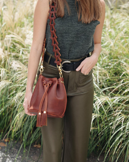 Dark Tan Bulldog Mini Bucket Bag