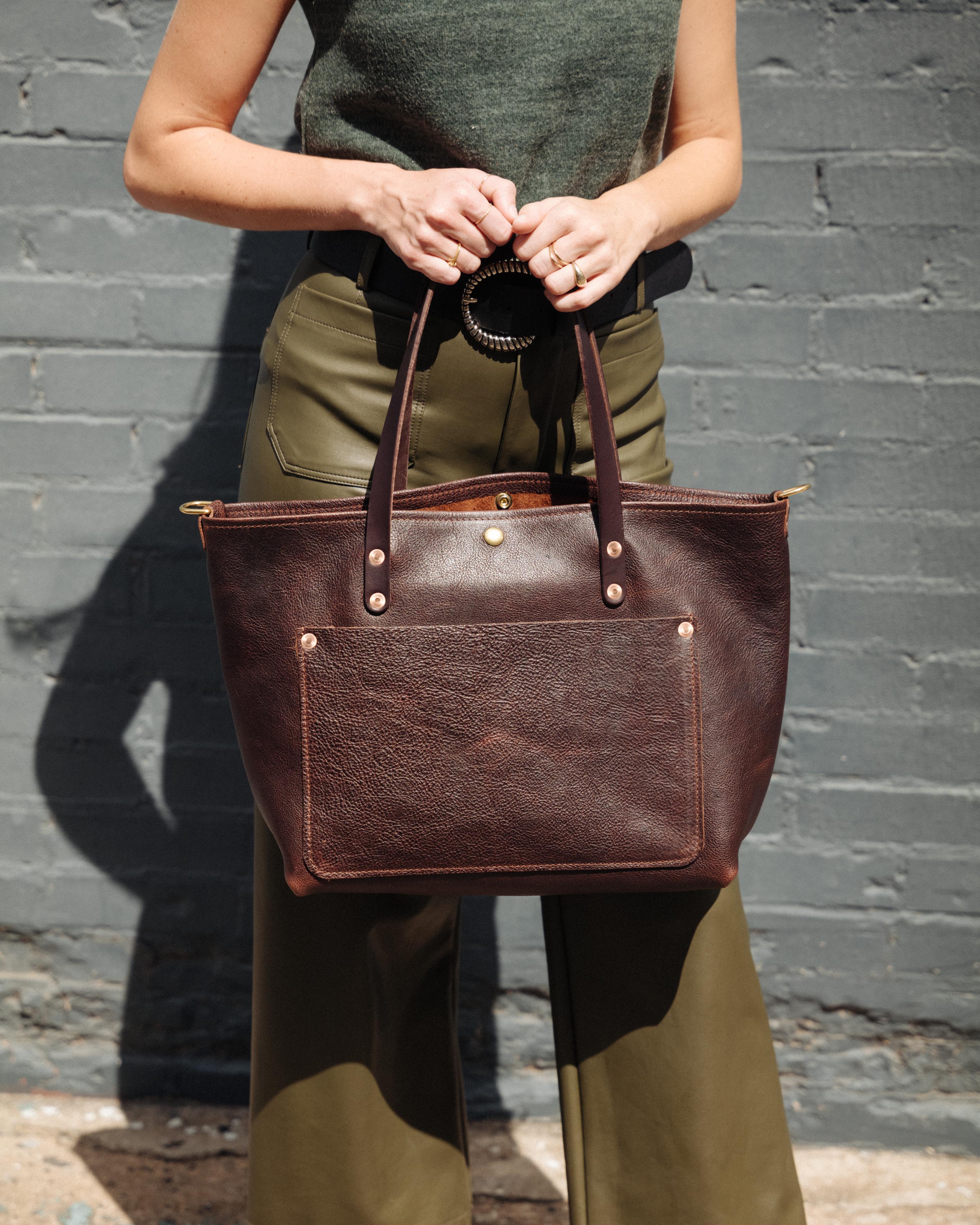 Dark Brown Bulldog East West Travel Tote