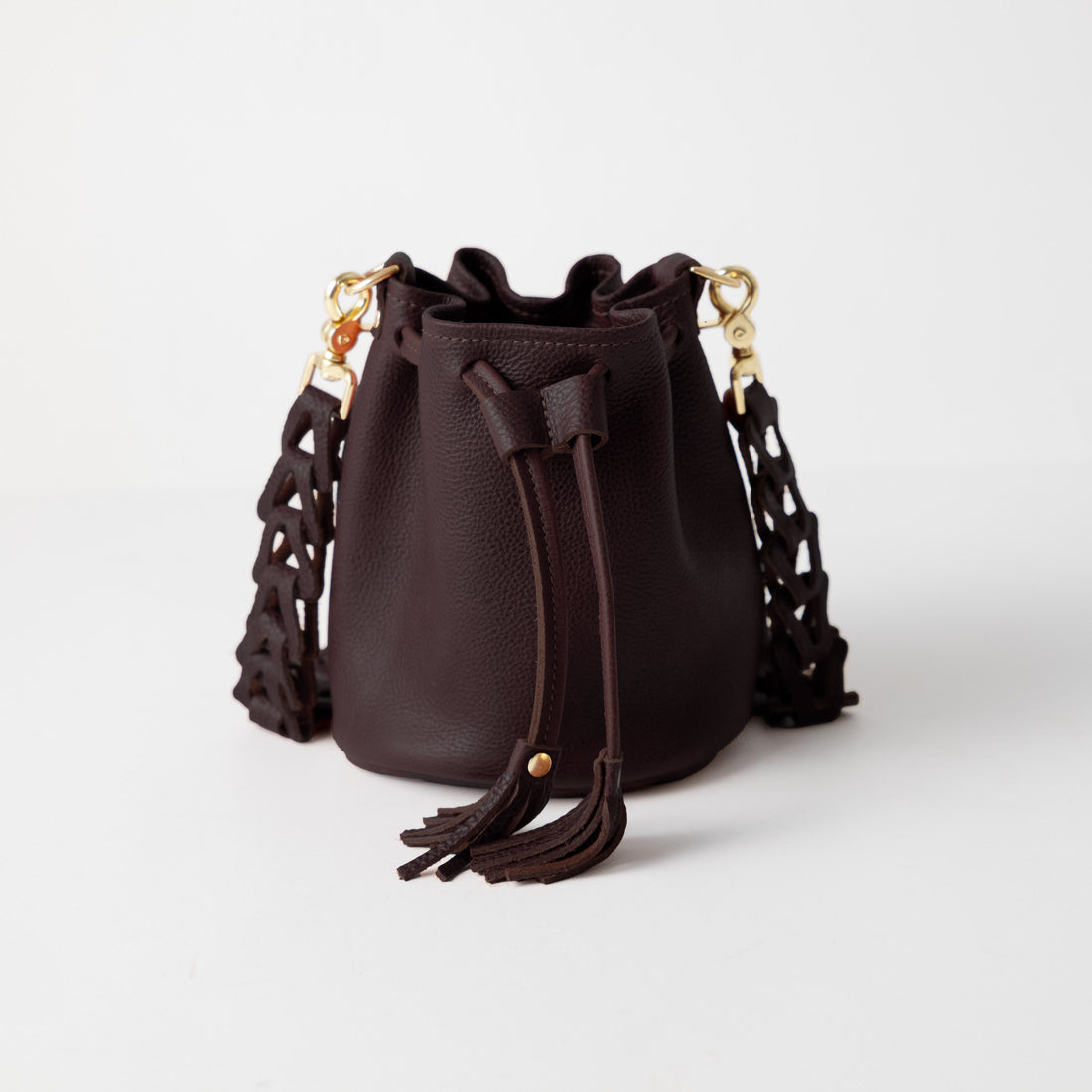 Dark Brown Bulldog Mini Bucket Bag