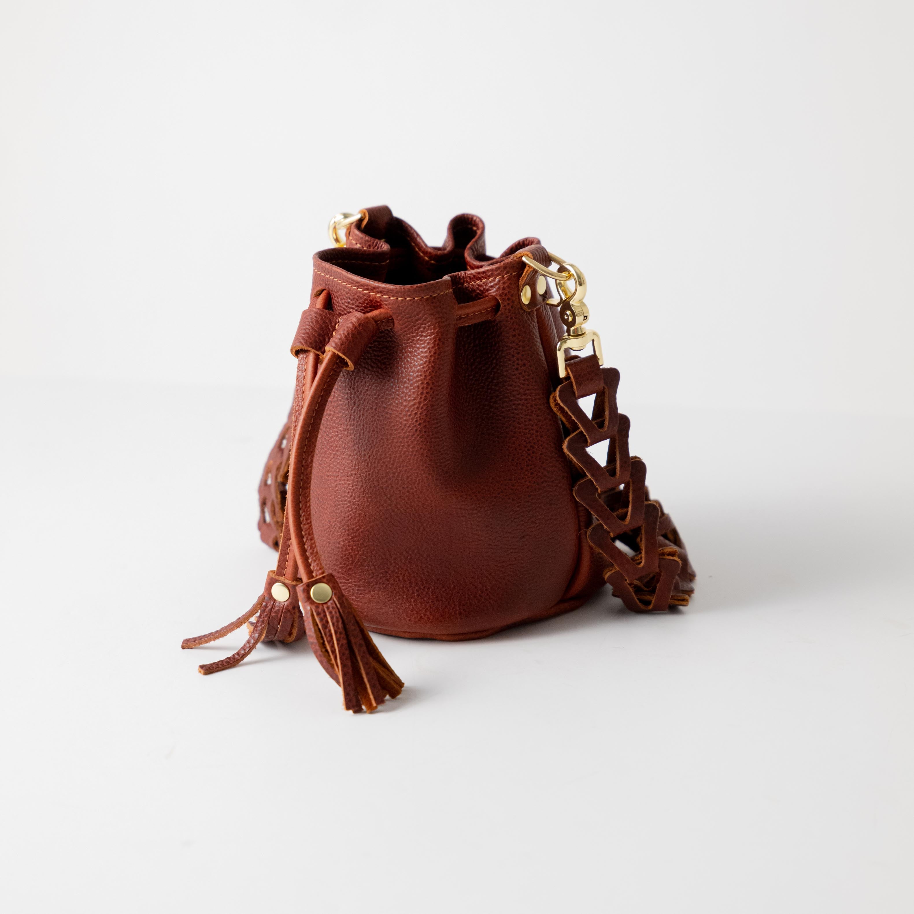 Dark Tan Bulldog Mini Bucket Bag