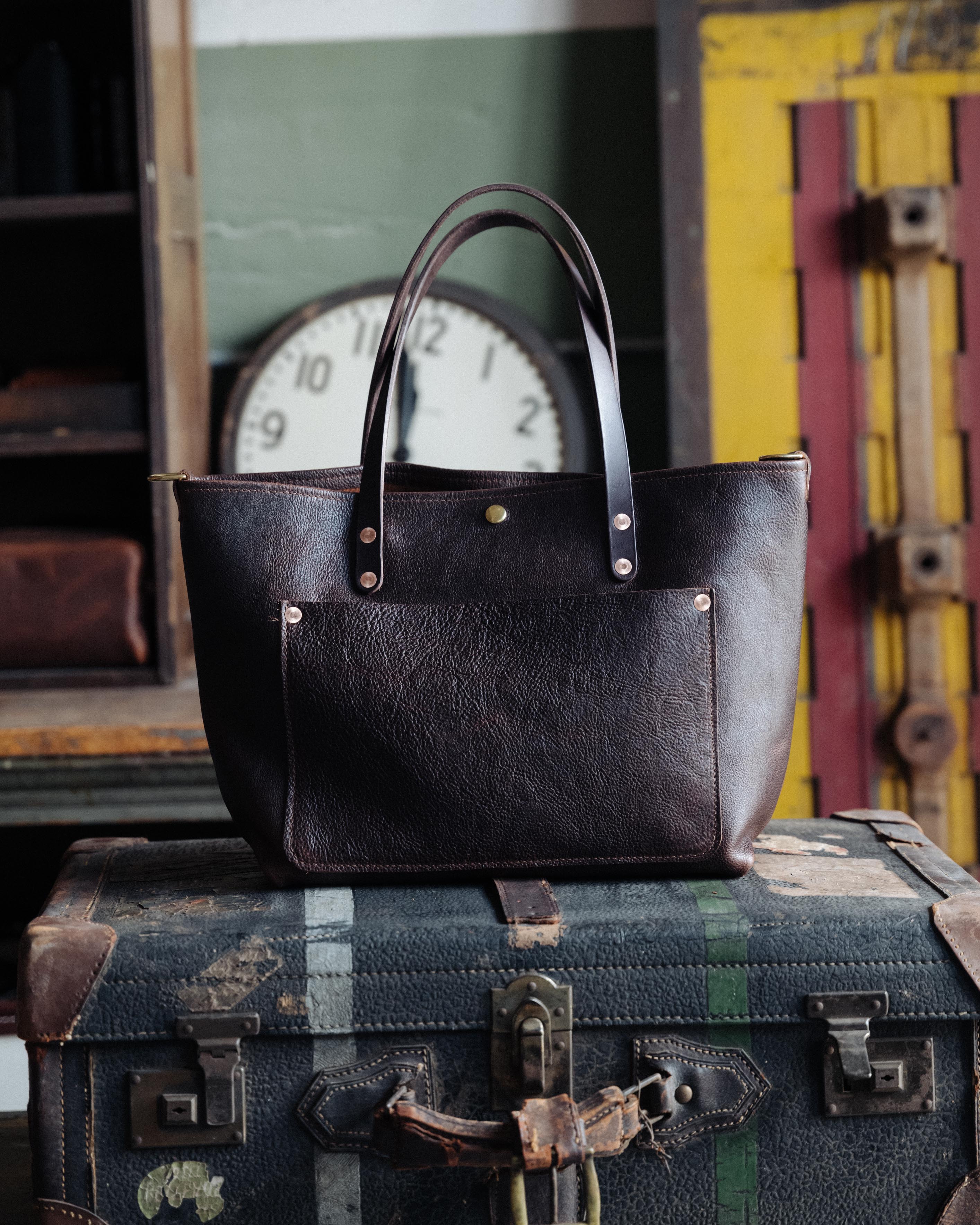 Dark Brown Bulldog East West Travel Tote