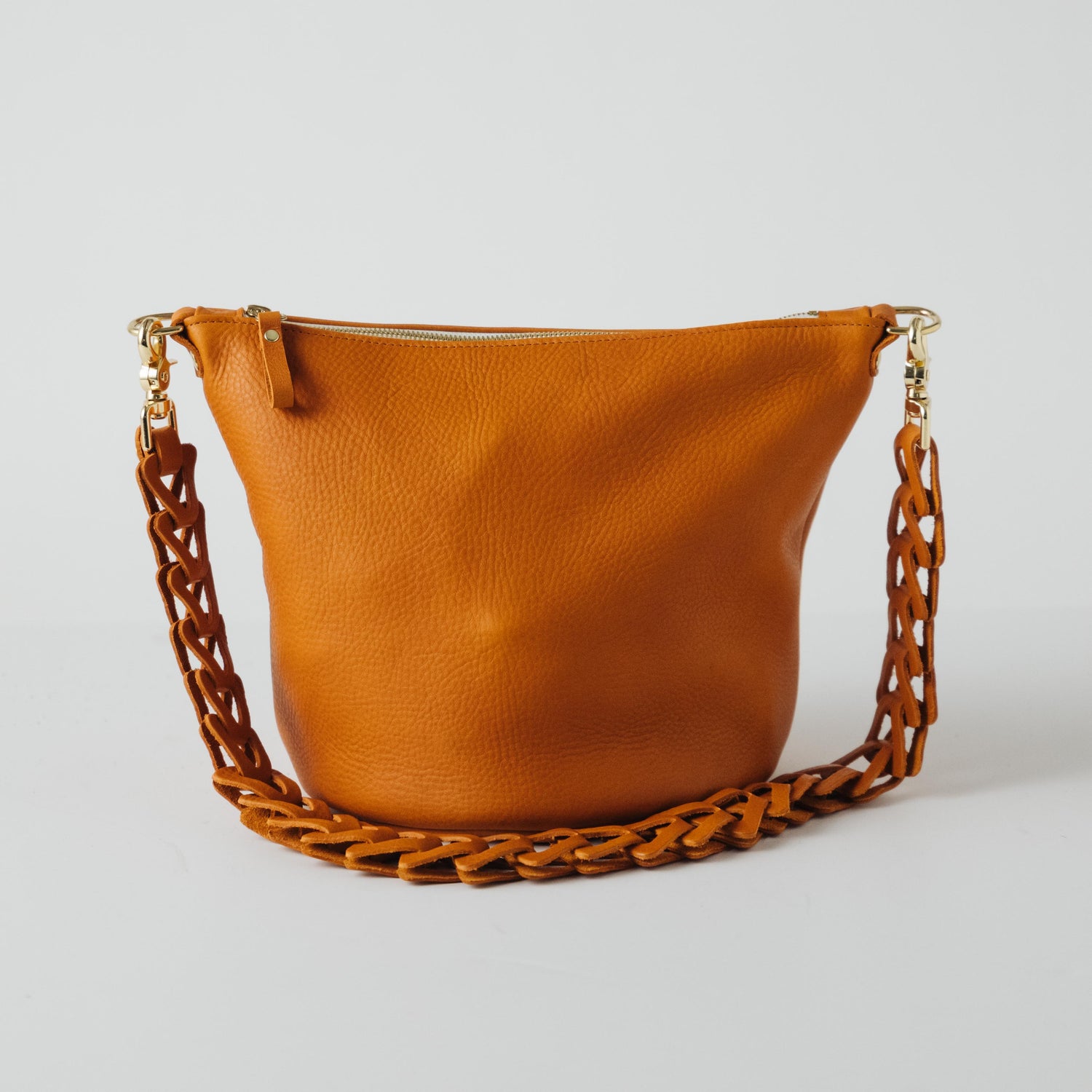 Orange Cypress Zip-Top Bucket Bag