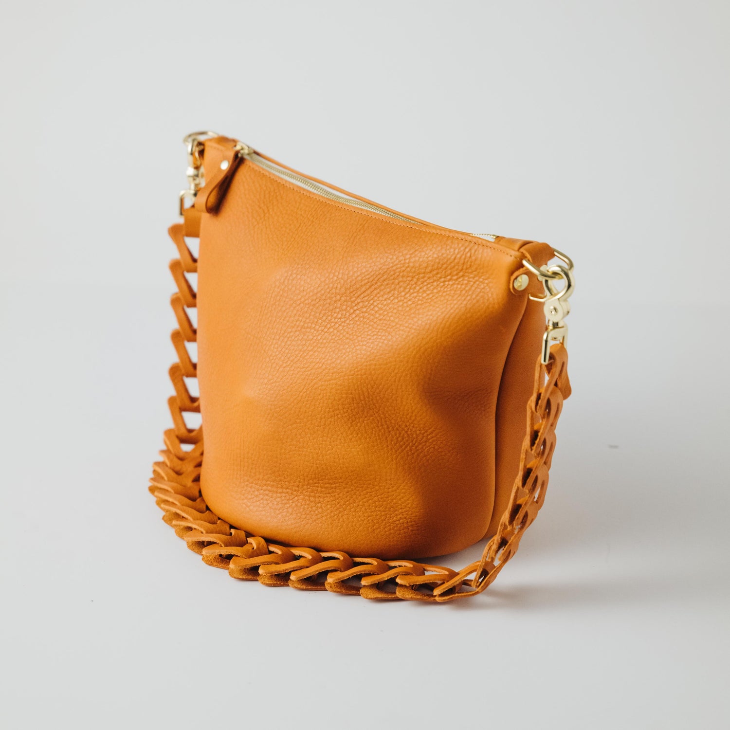 Cognac Cypress Zip-Top Bucket Bag