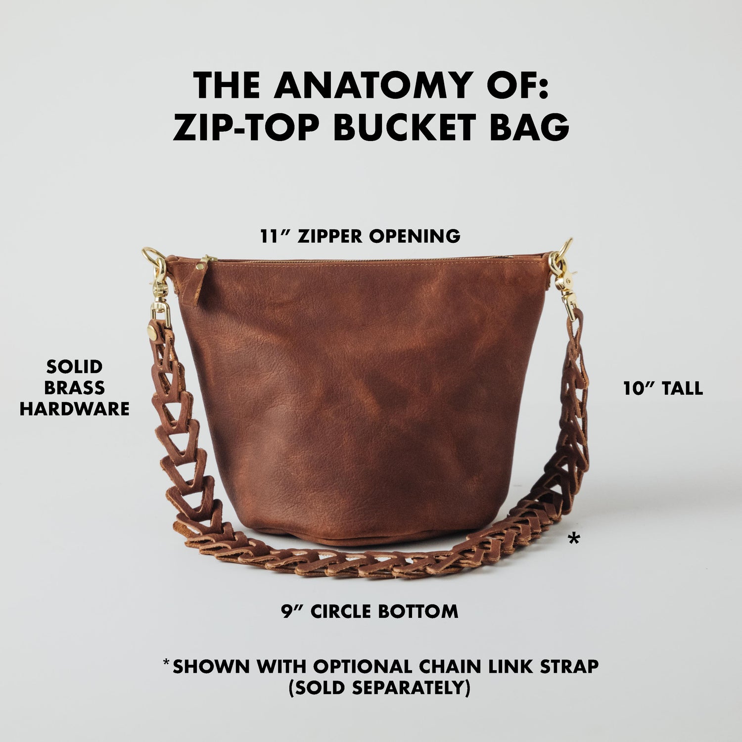 Tan Kodiak Zip-Top Bucket Bag