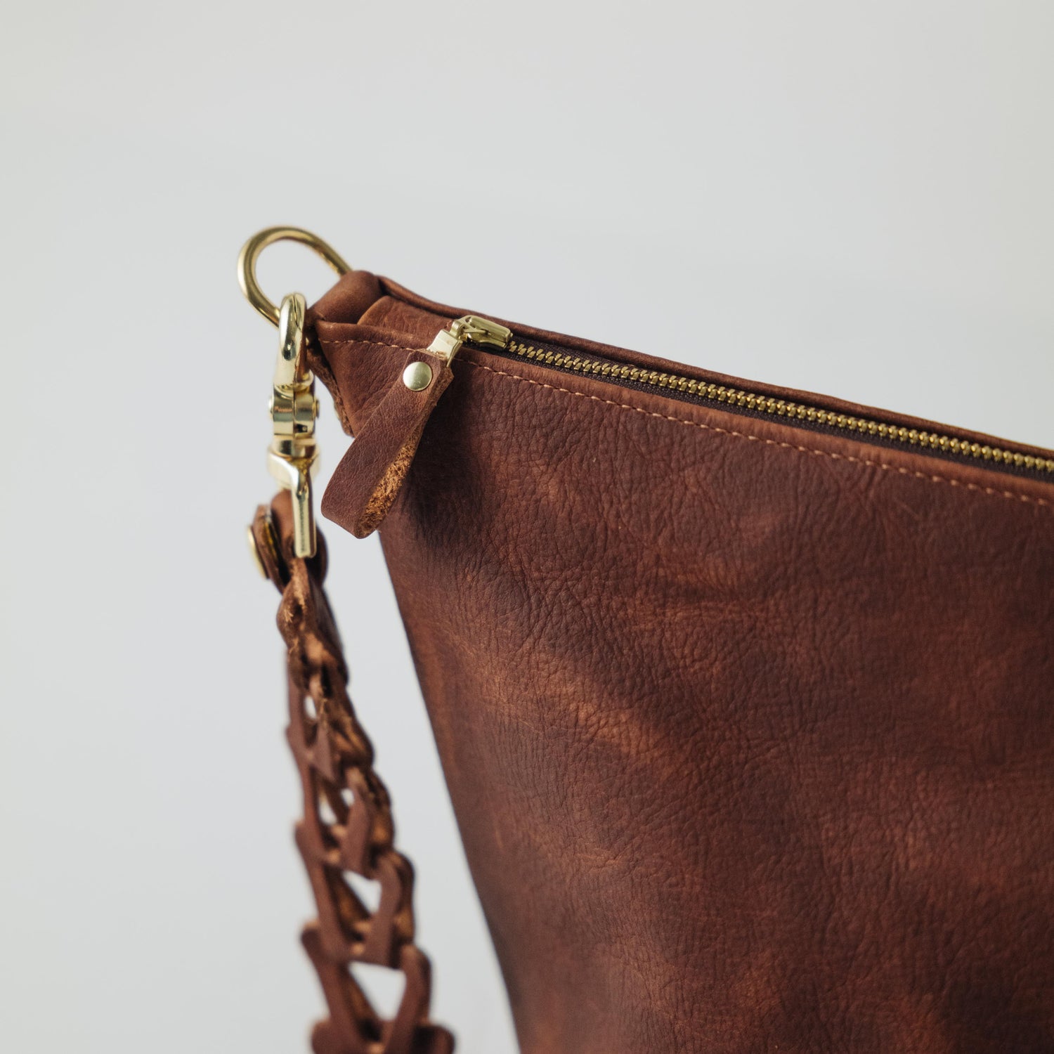 Brown Kodiak Zip-Top Bucket Bag