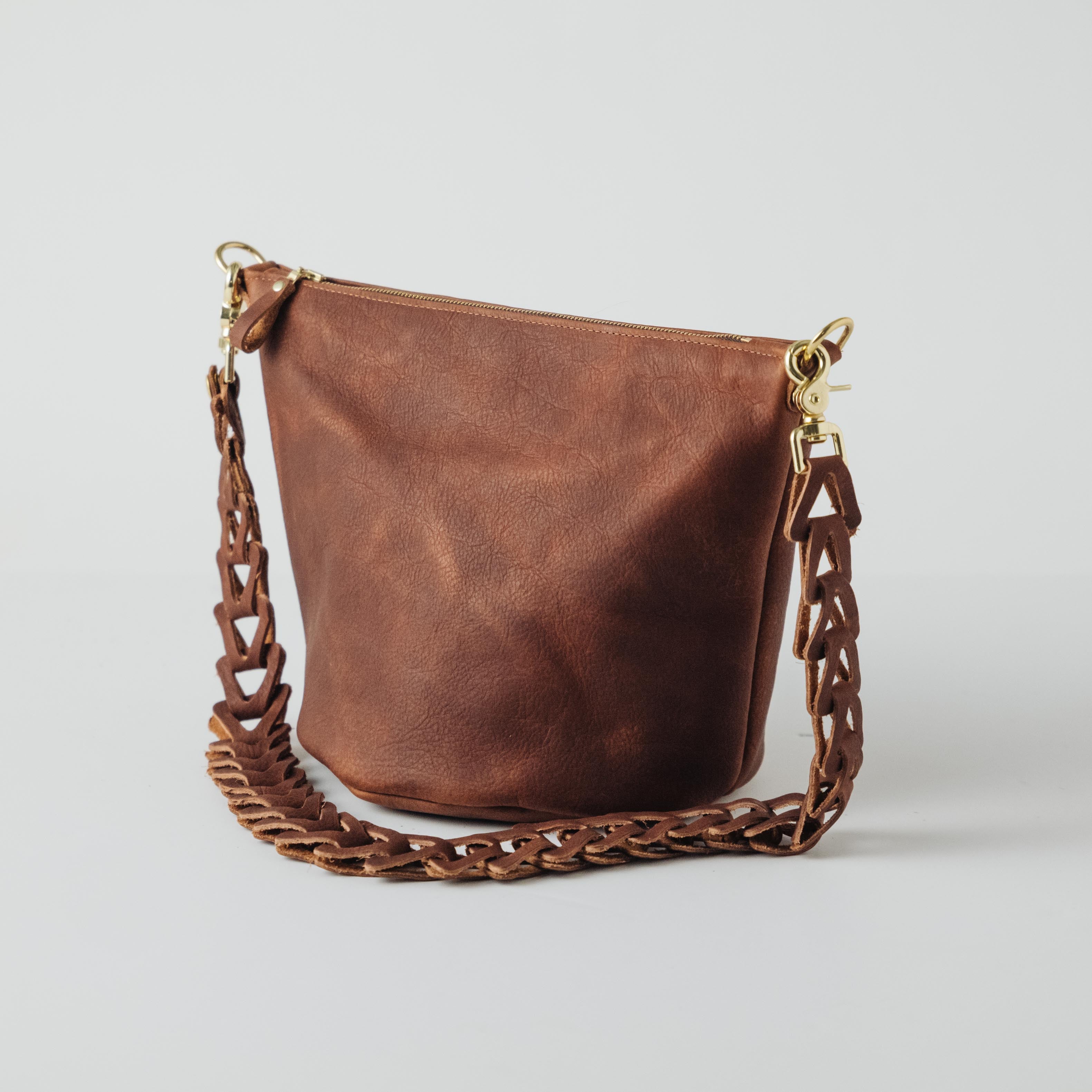 Tan Kodiak Zip-Top Bucket Bag