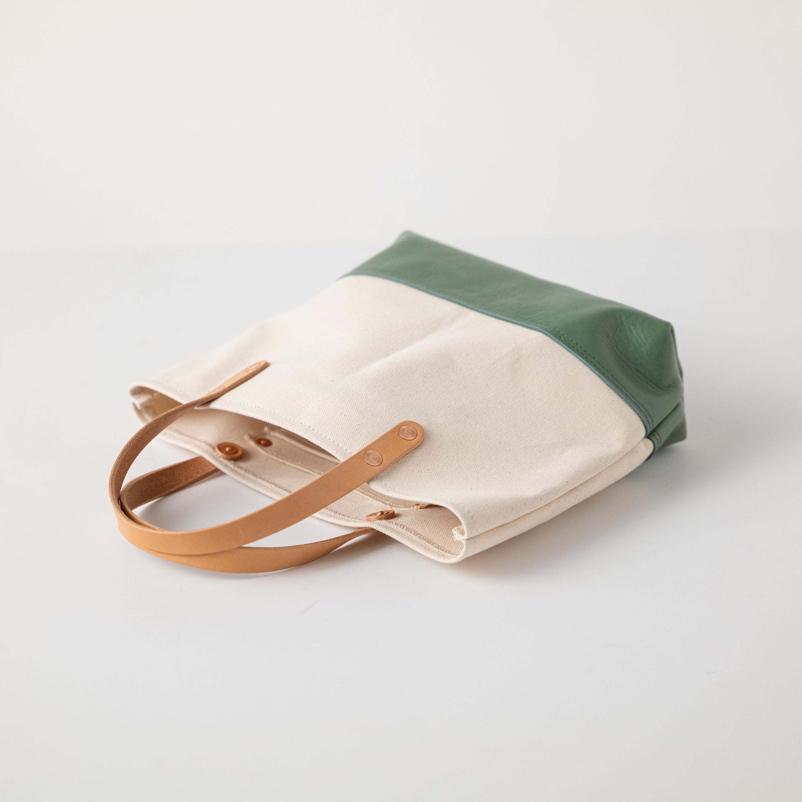 Studio Green and Natural Canvas Mini Panel Tote