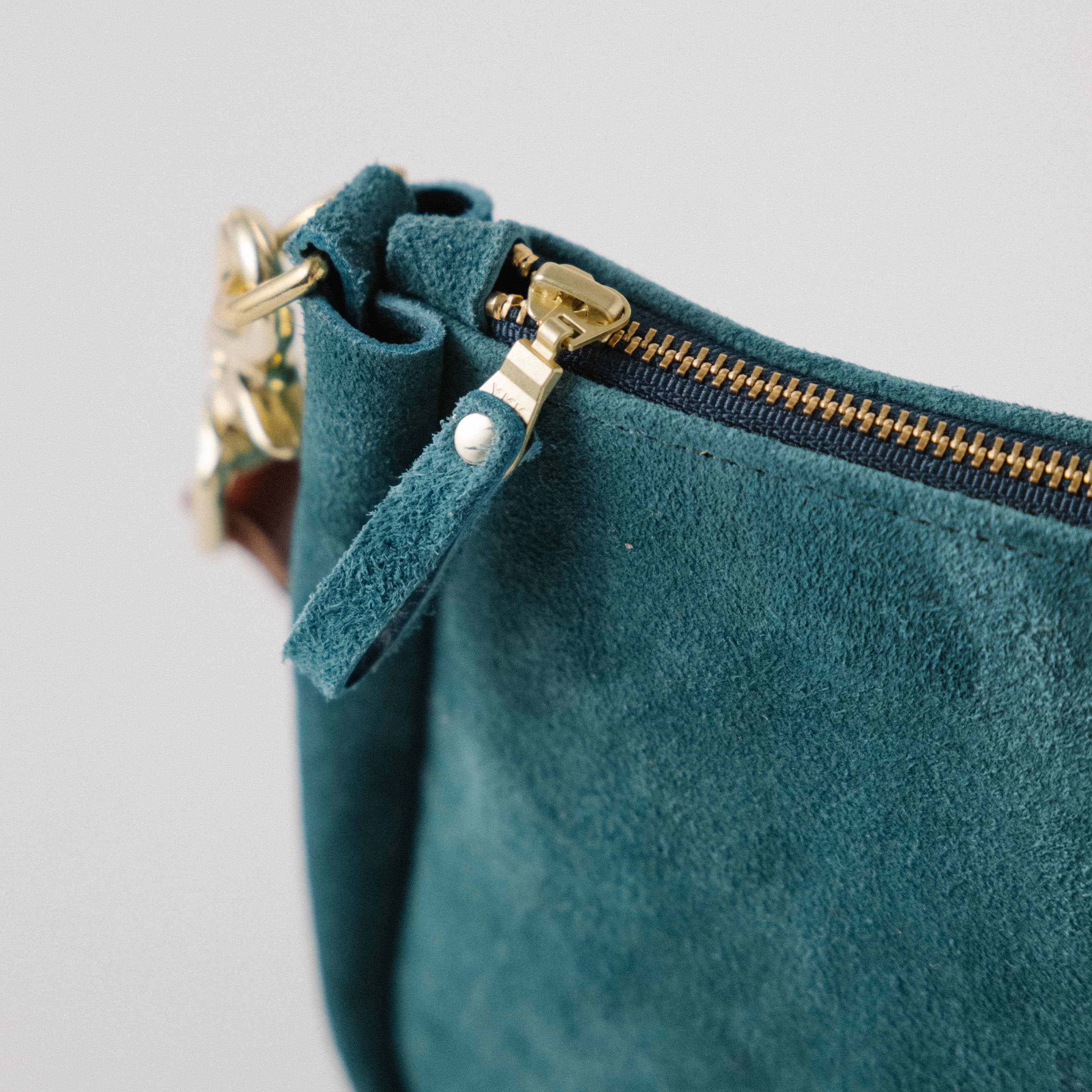 Roughout Dark Teal Bulldog Crossbody Bag