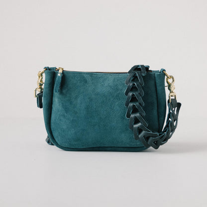 Roughout Dark Teal Bulldog Medium Crossbody Bag