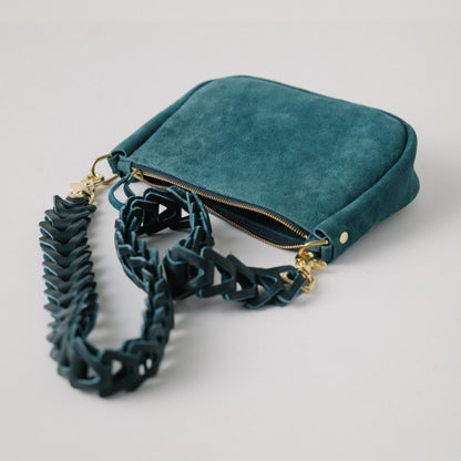 Roughout Dark Teal Bulldog Medium Crossbody Bag