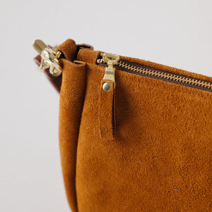 Roughout Dark Tan Bulldog Crossbody Bag