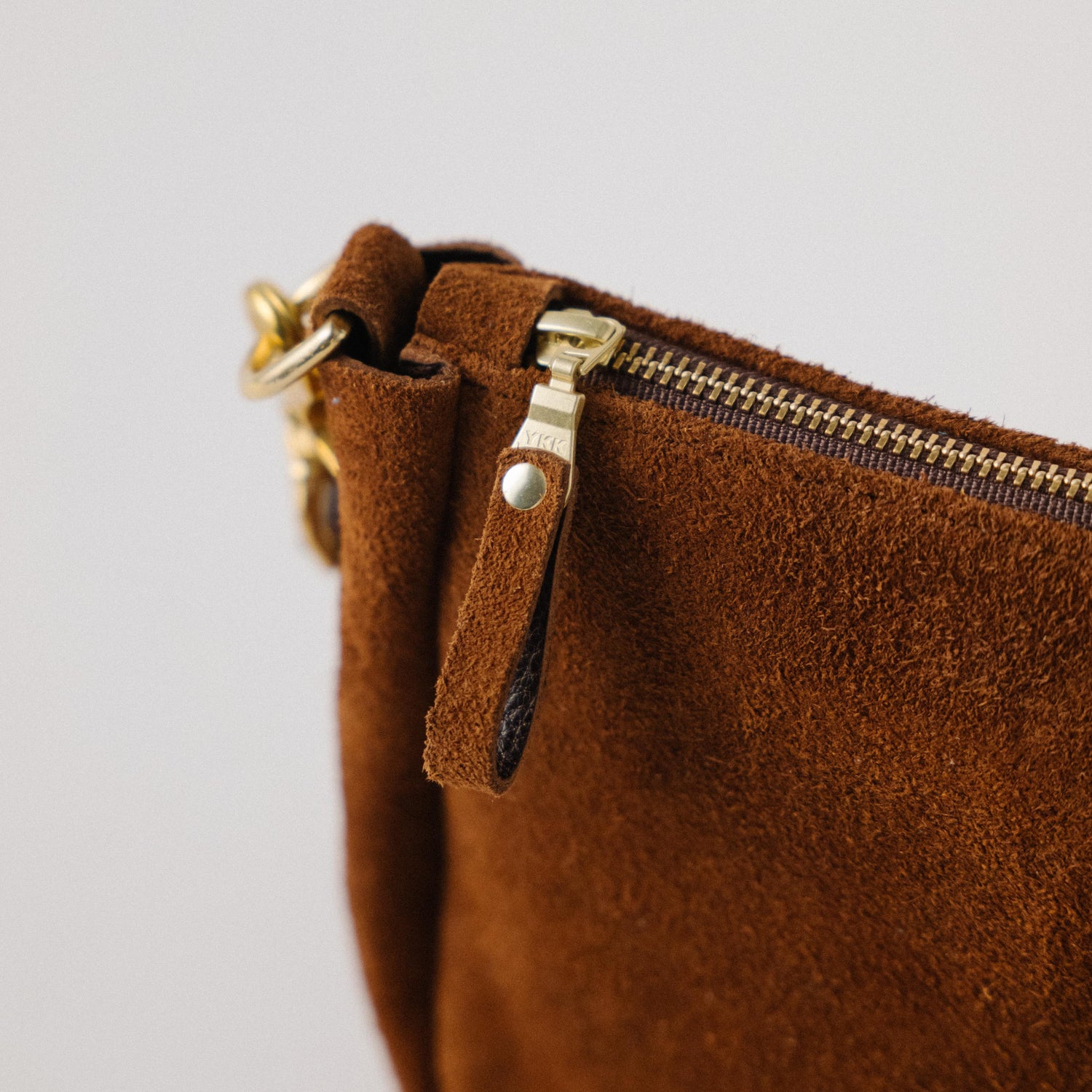 Roughout Dark Brown Bulldog Mini Crossbody Bag