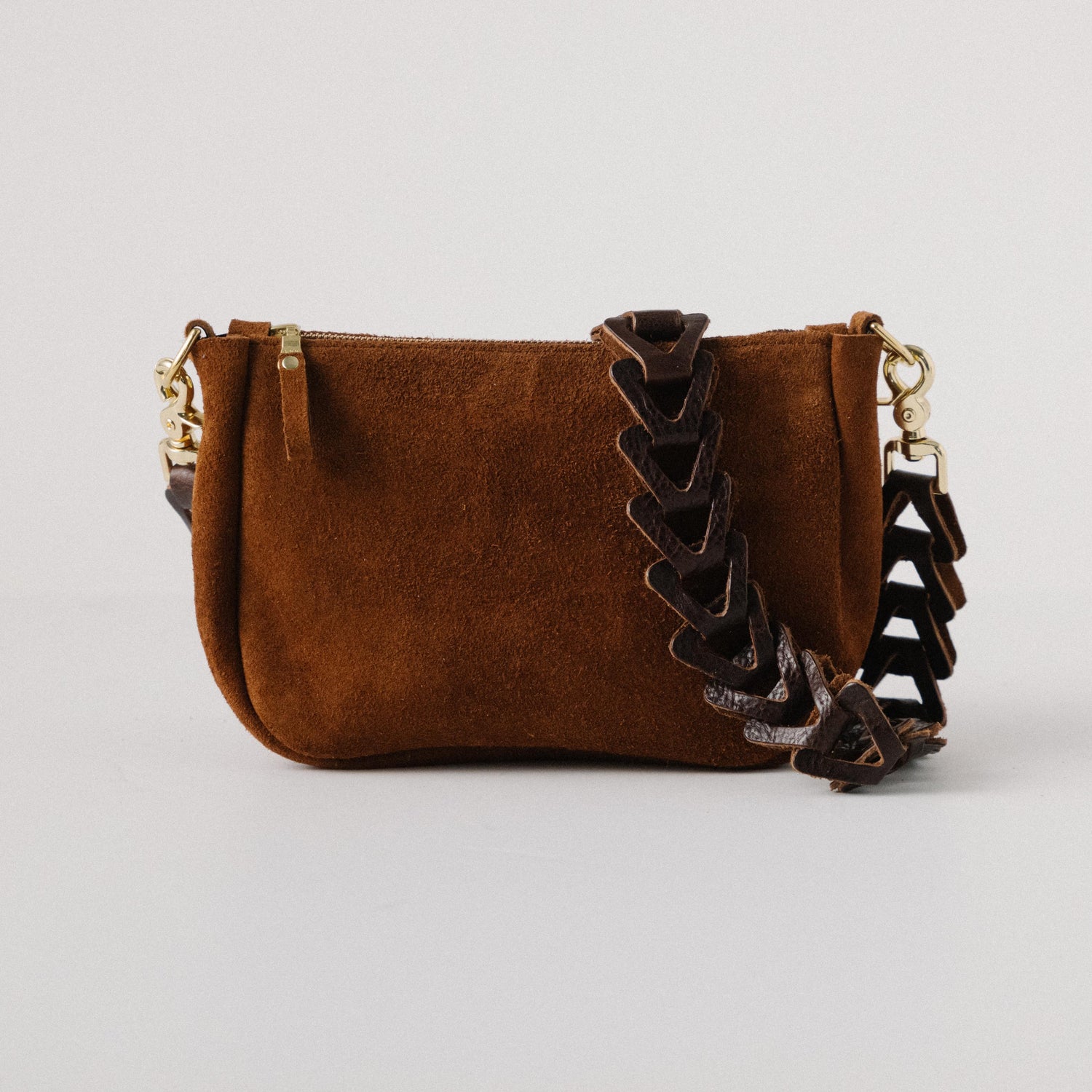 Roughout Dark Brown Bulldog Medium Crossbody Bag