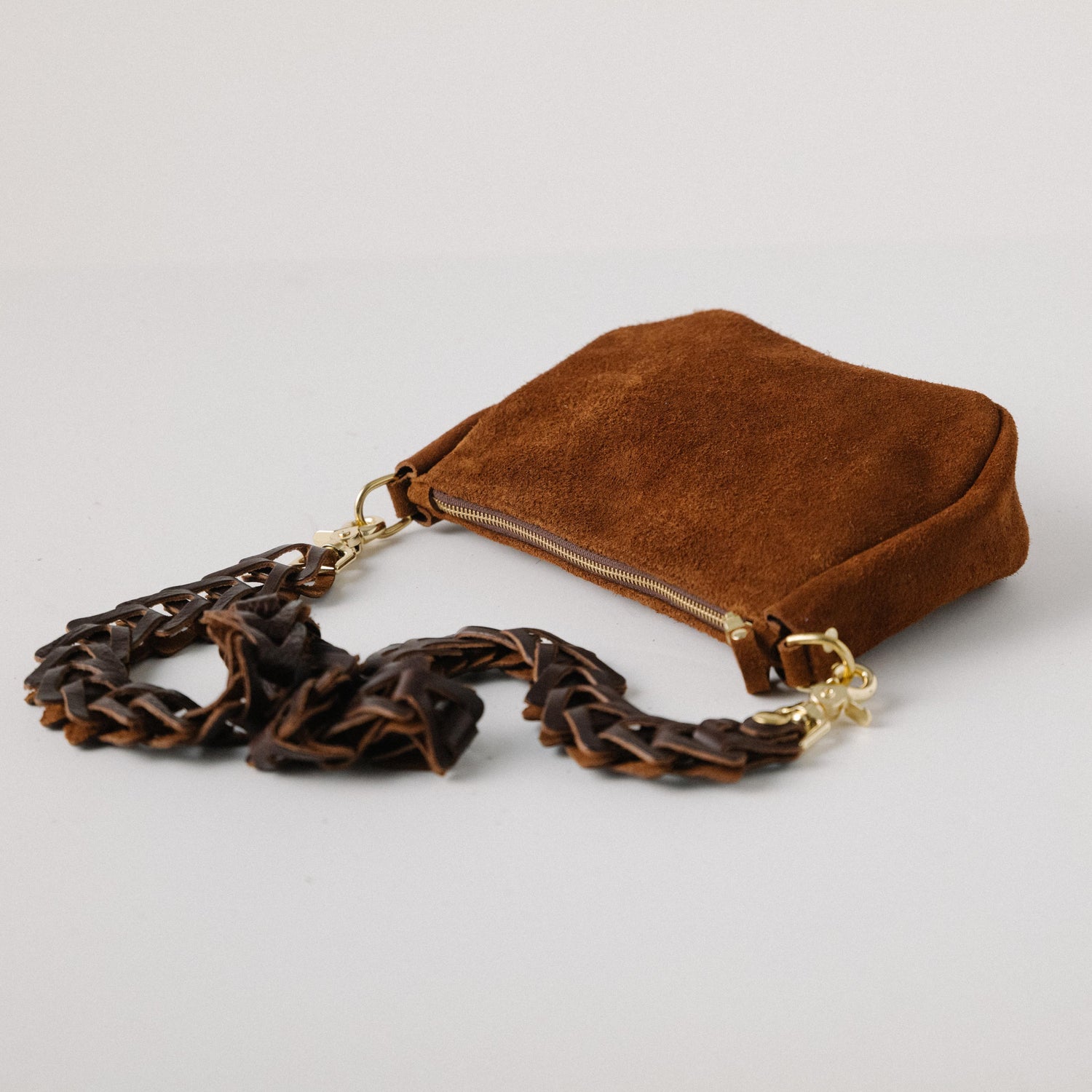 Roughout Dark Brown Bulldog Crossbody Bag