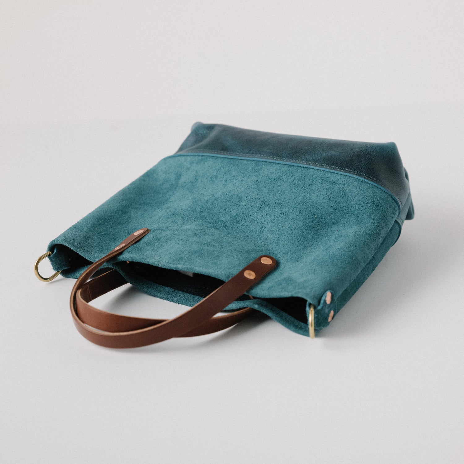 Roughout Dark Teal Bulldog Mini Panel Tote