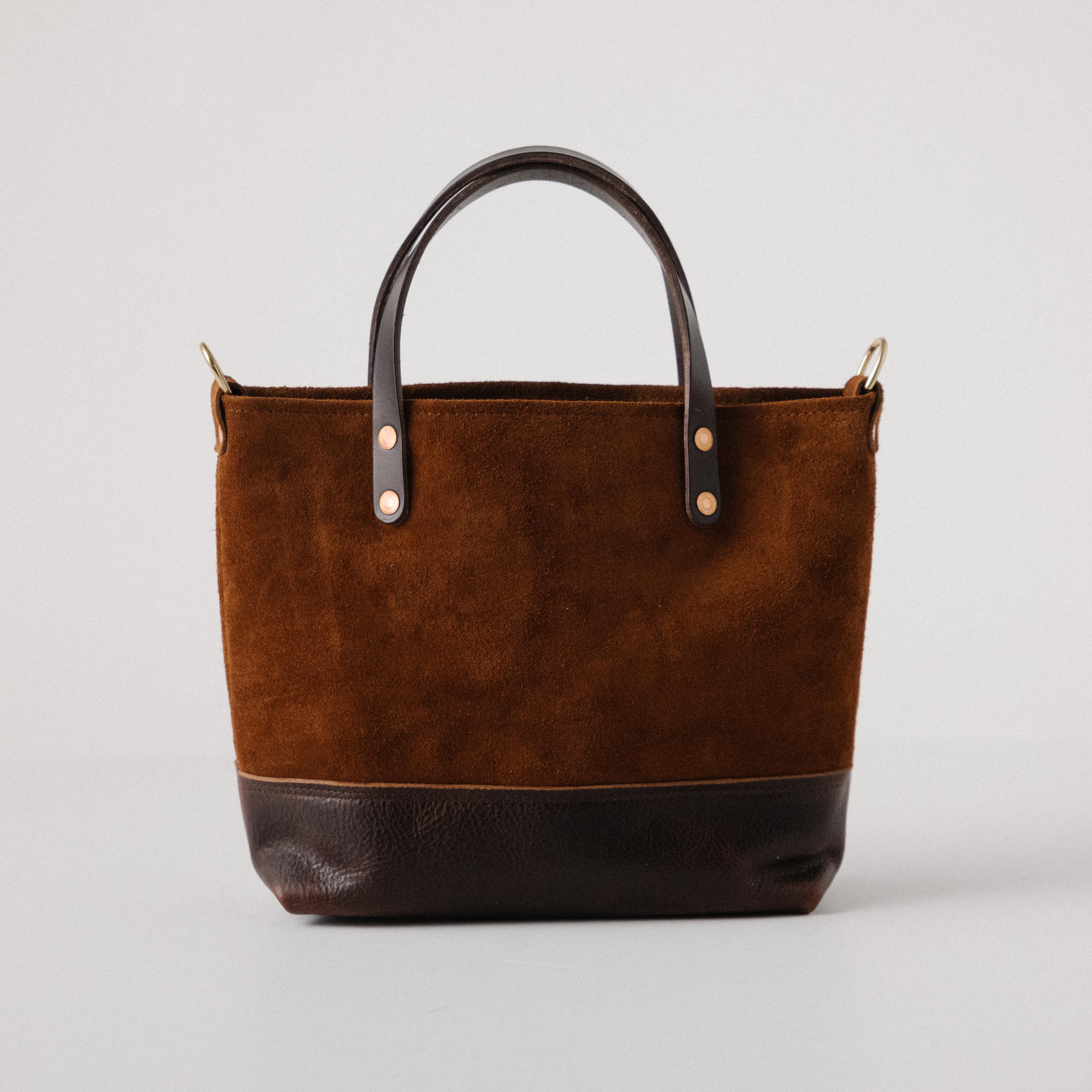 Roughout Dark Brown Bulldog Mini Panel Tote