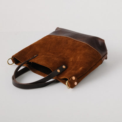 Roughout Dark Brown Bulldog Mini Panel Tote