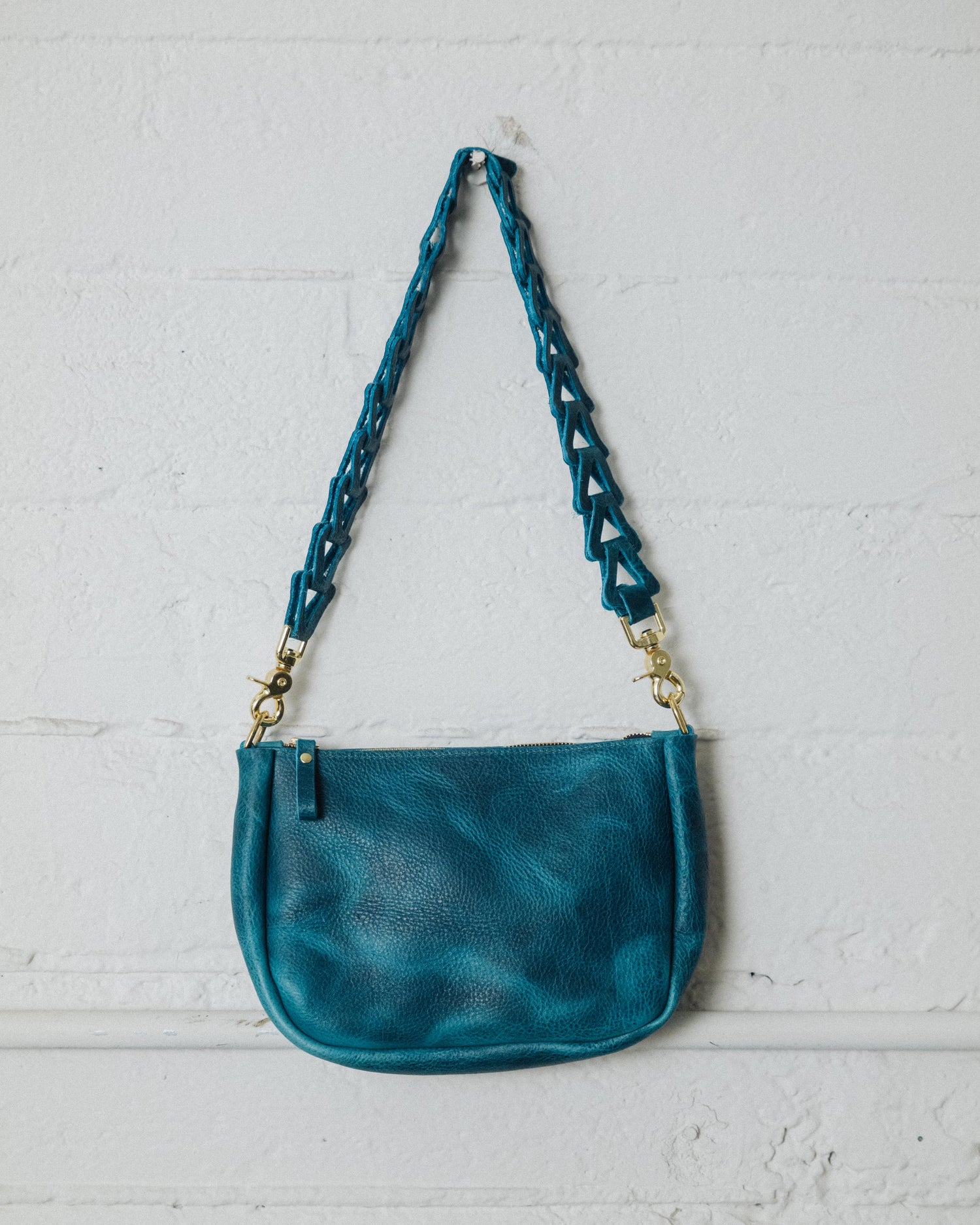 Petrol Blue Bison Medium Crossbody Bag