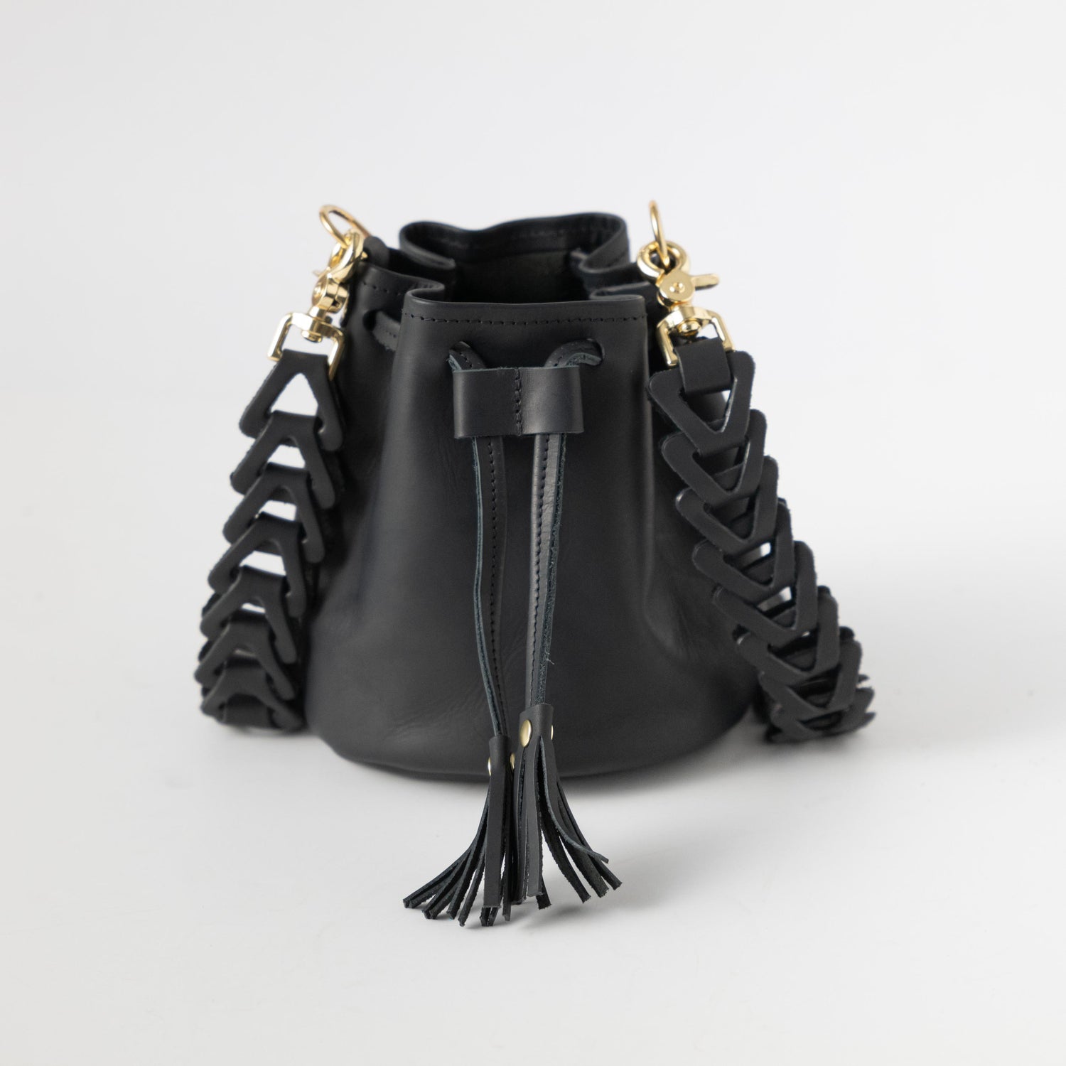 Black Vegetable Tanned Mini Bucket Bag