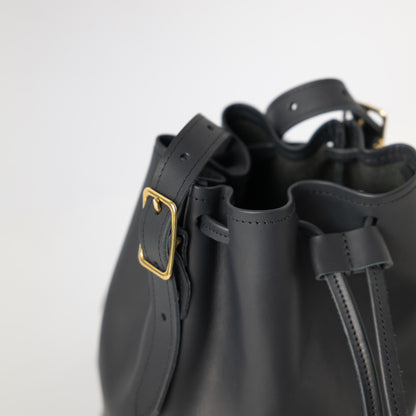 Black Vegetable Tanned Bucket Bag