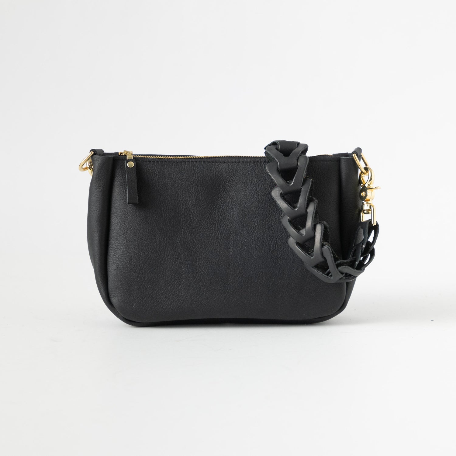 Black Vegetable Tanned Medium Crossbody Bag