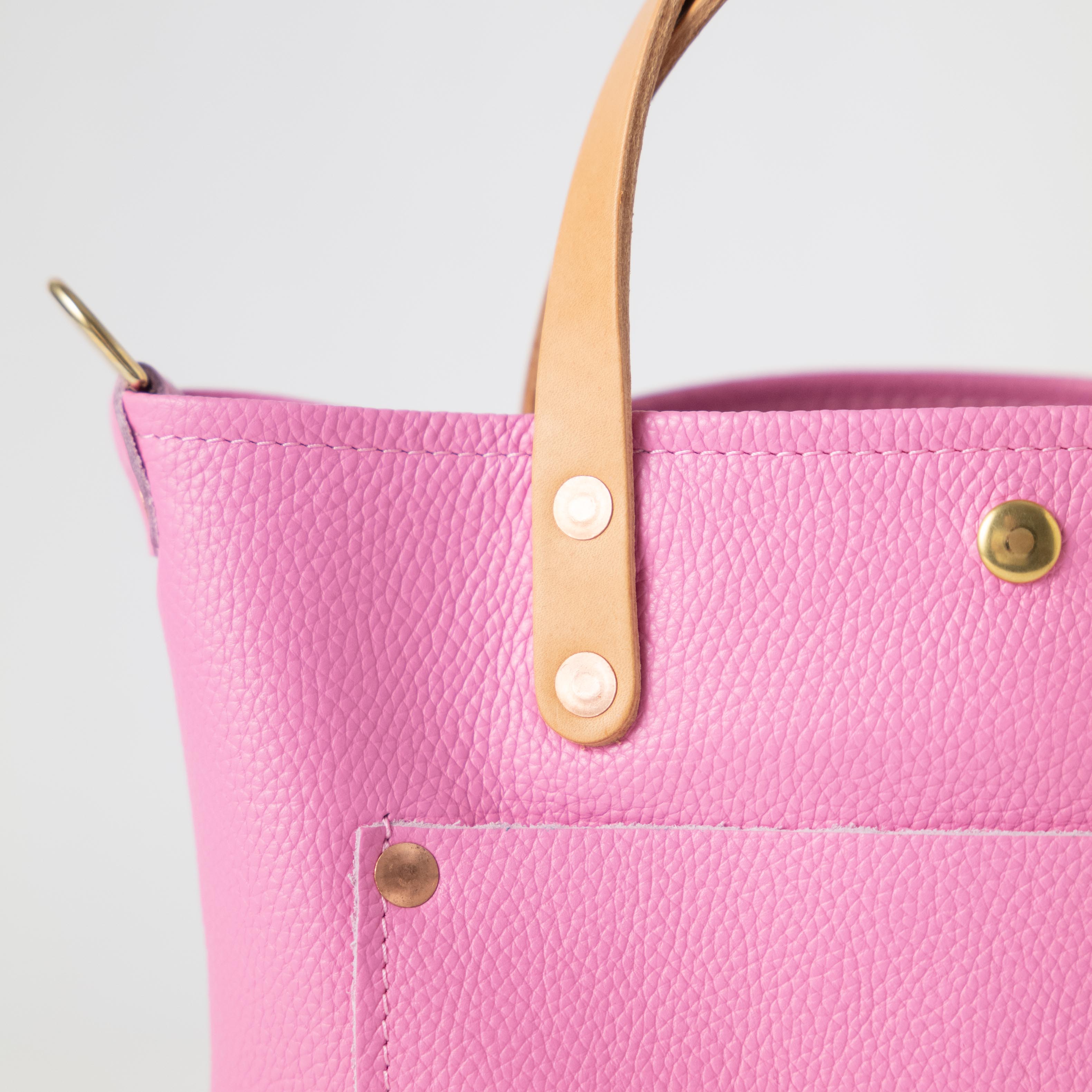 Pink Italian Pebbled Mini Travel Tote