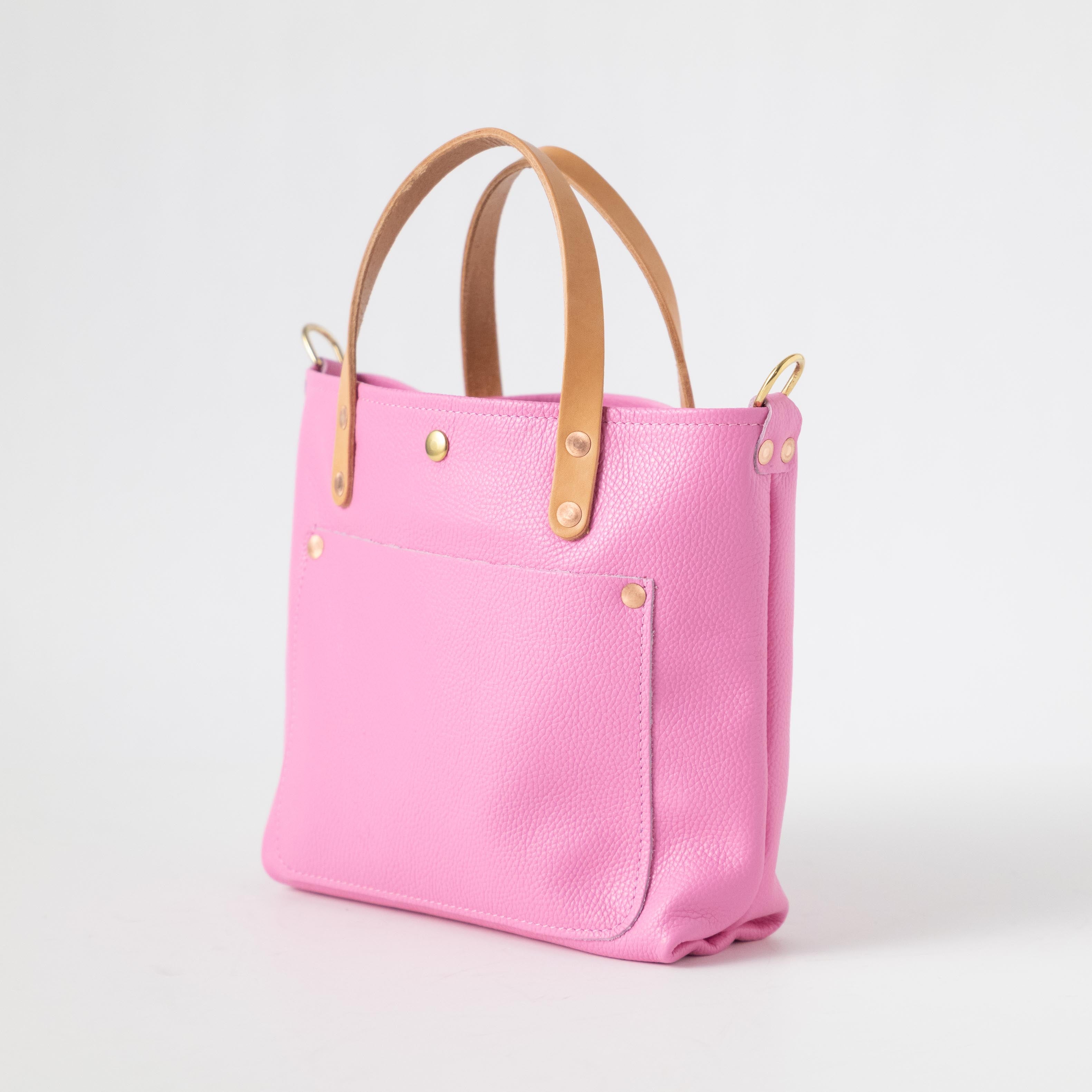 Pink Italian Pebbled Mini Travel Tote