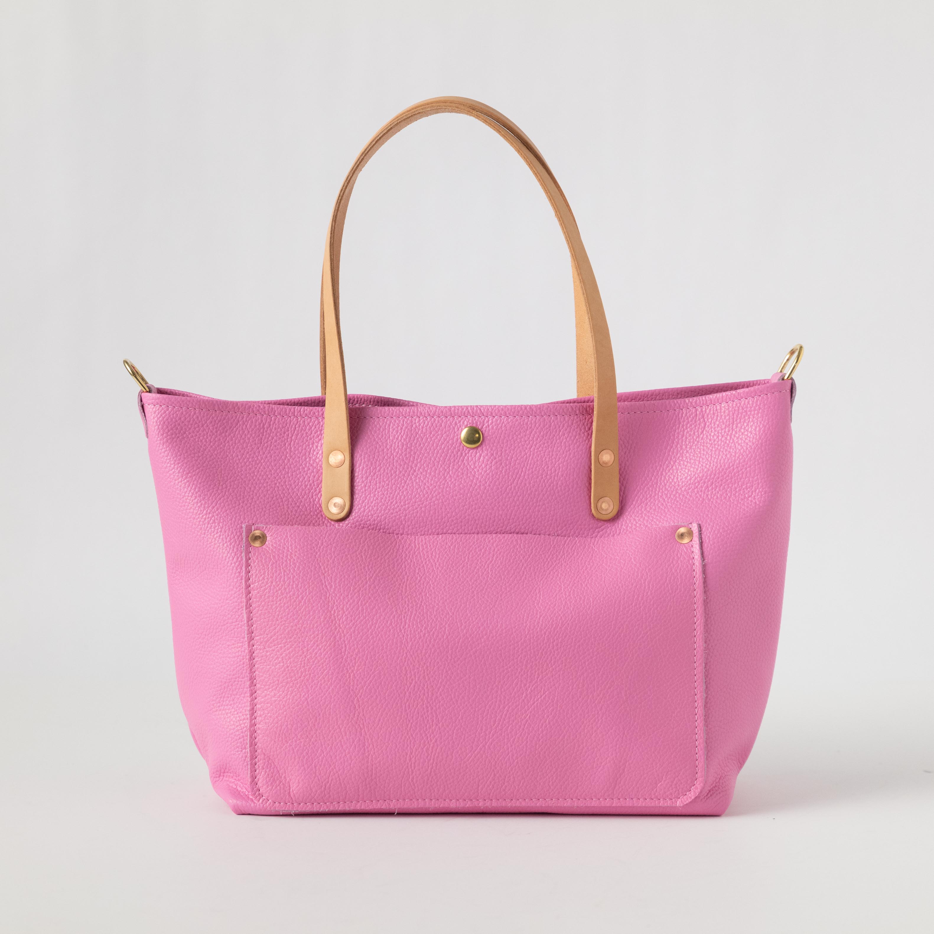 Pink Italian Pebbled East West Travel Tote