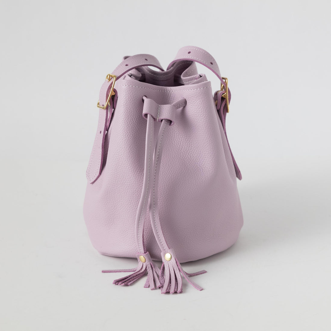 Lilac Italian Pebbled Bucket Bag