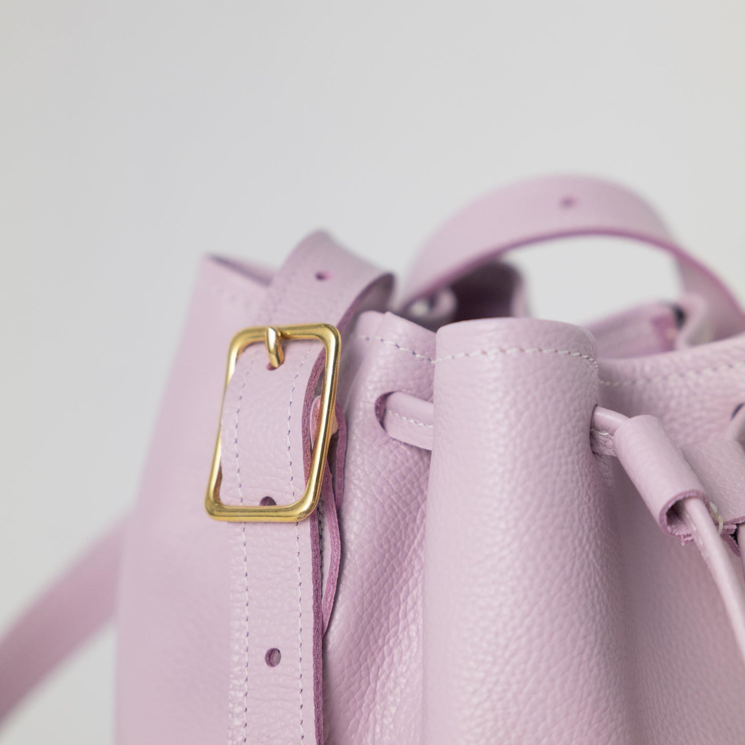 Pink Italian Pebbled Bucket Bag