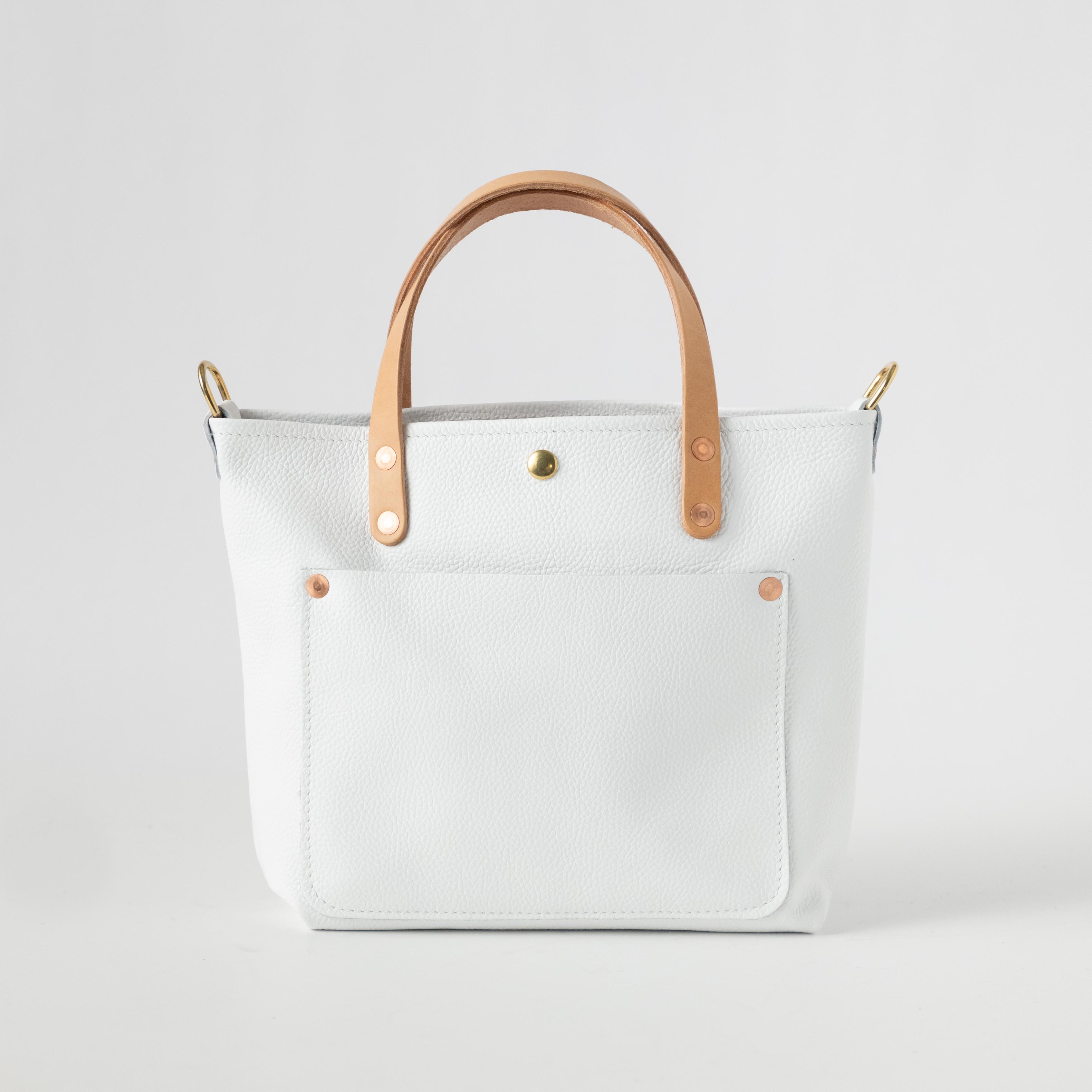 White Italian Pebbled Mini Travel Tote