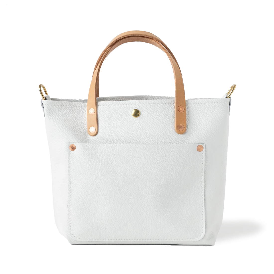 White Italian Pebbled Mini Travel Tote