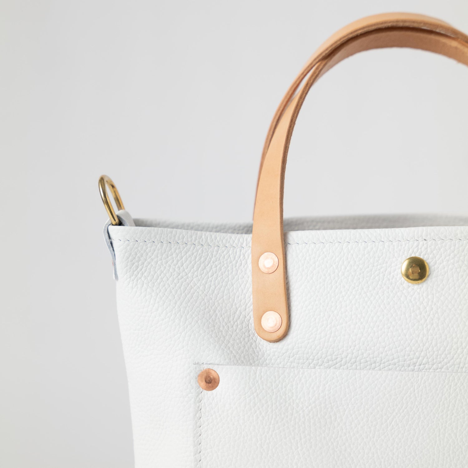 White Italian Pebbled Mini Travel Tote