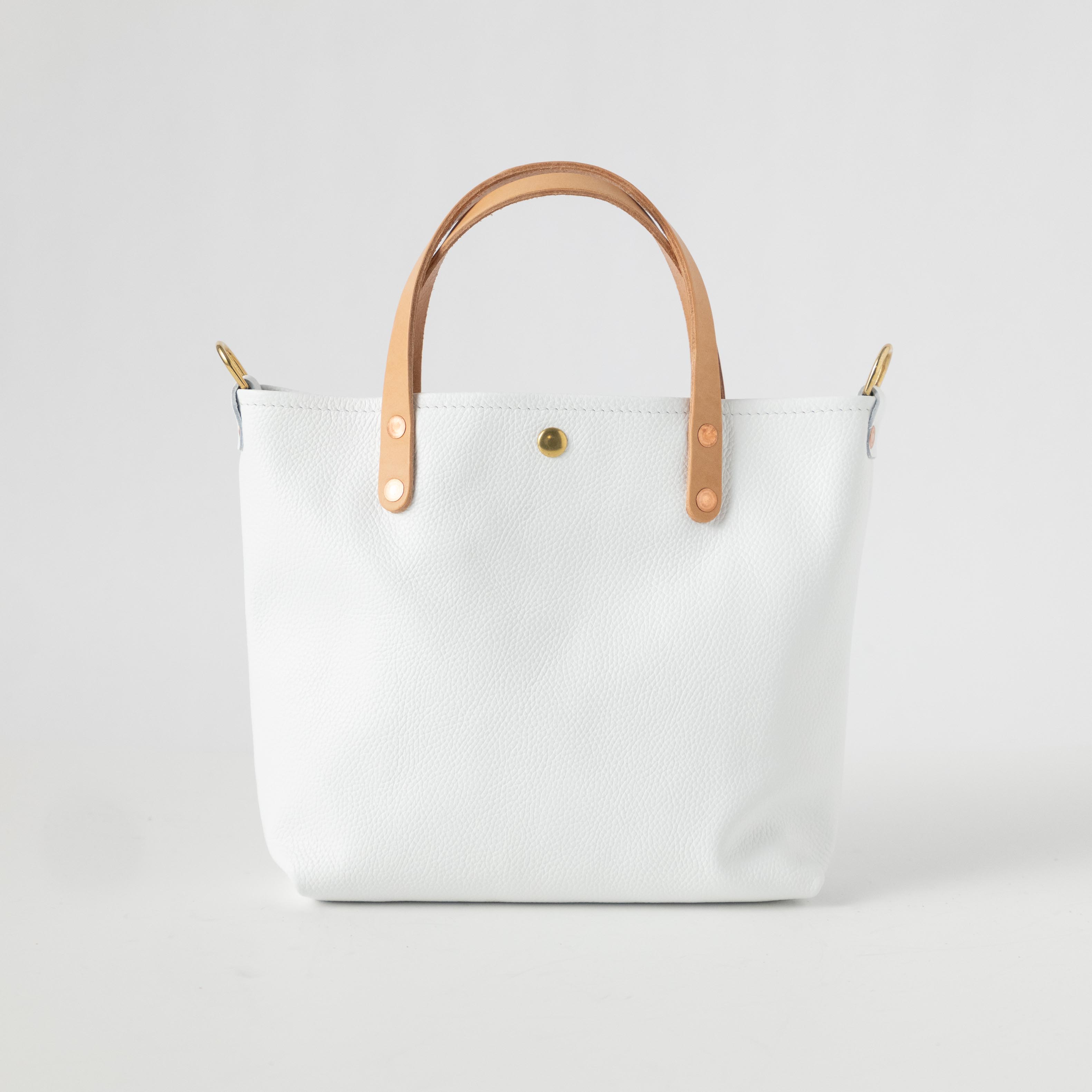 White Italian Pebbled Mini Travel Tote