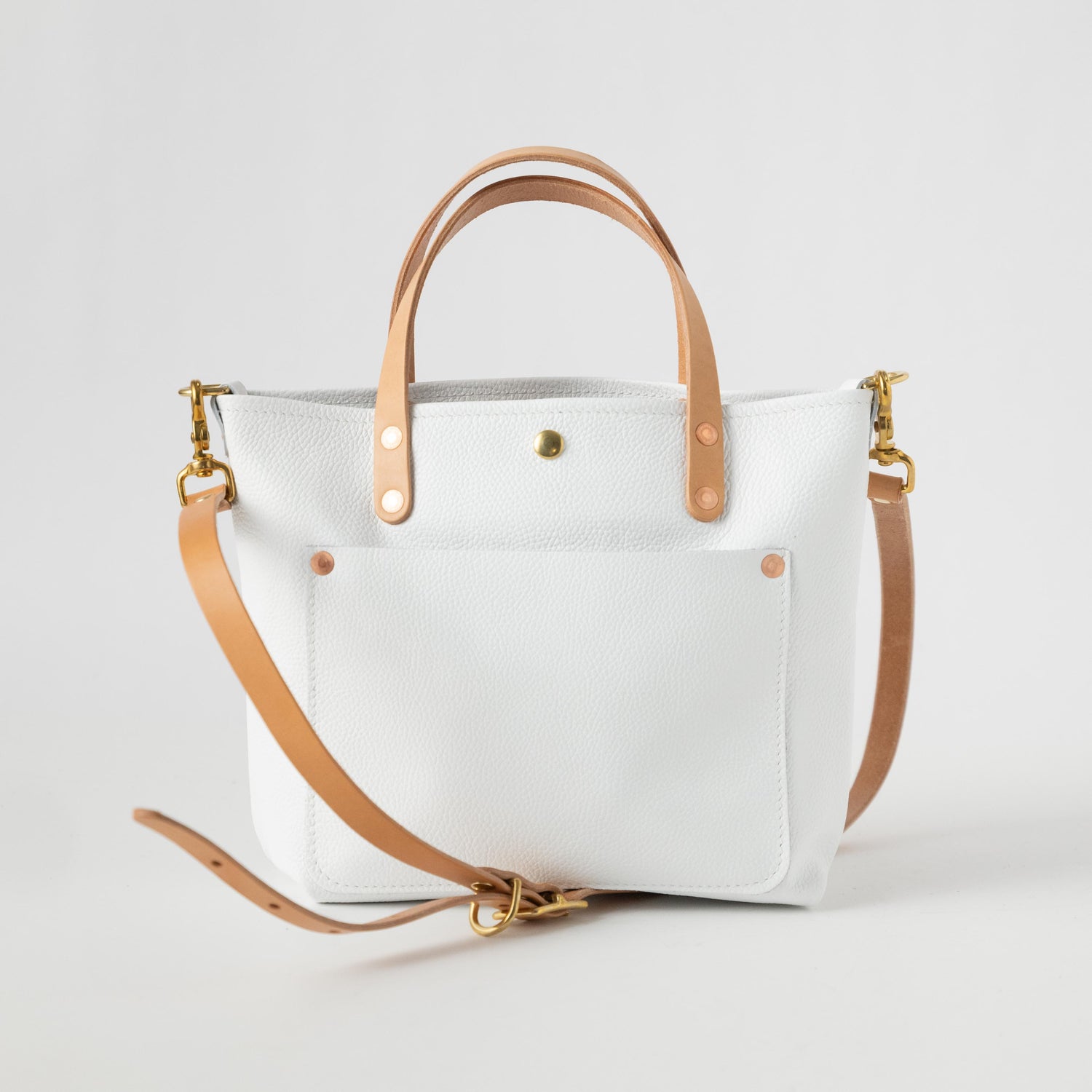 White Italian Pebbled Mini Travel Tote