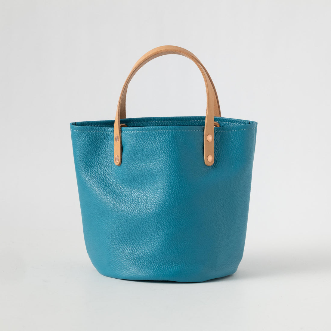 Turquoise Italian Pebbled Bucket Tote