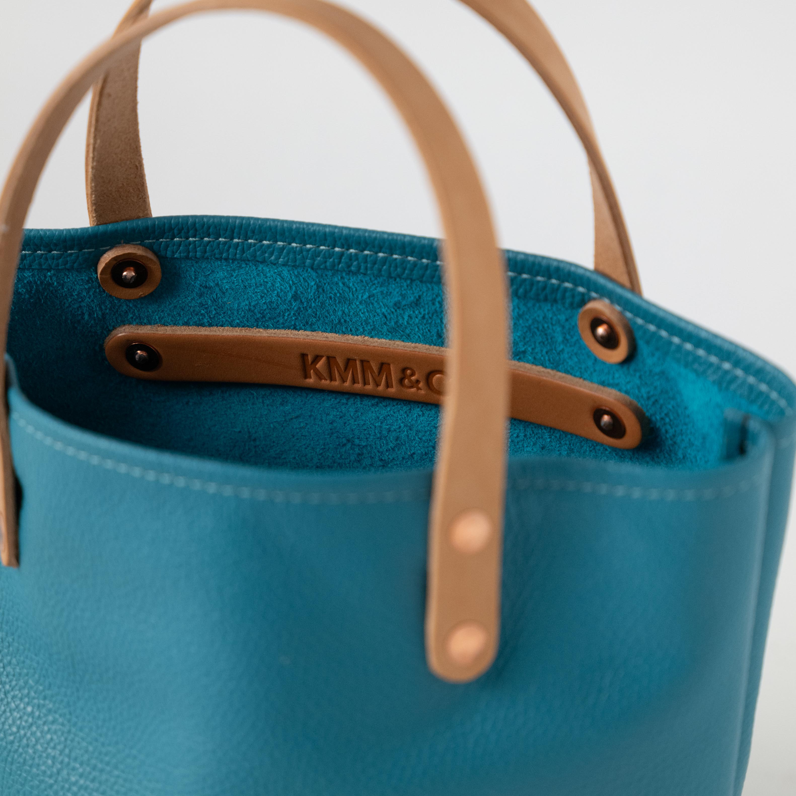 Turquoise Italian Pebbled Bucket Tote