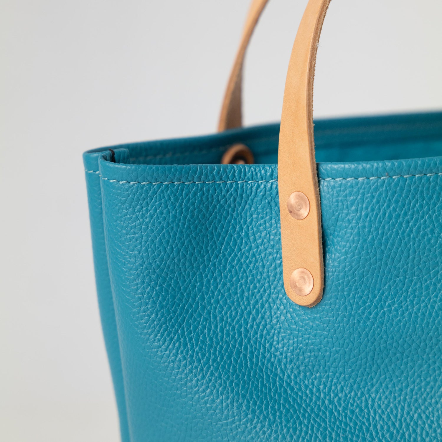 Turquoise Italian Pebbled Bucket Tote