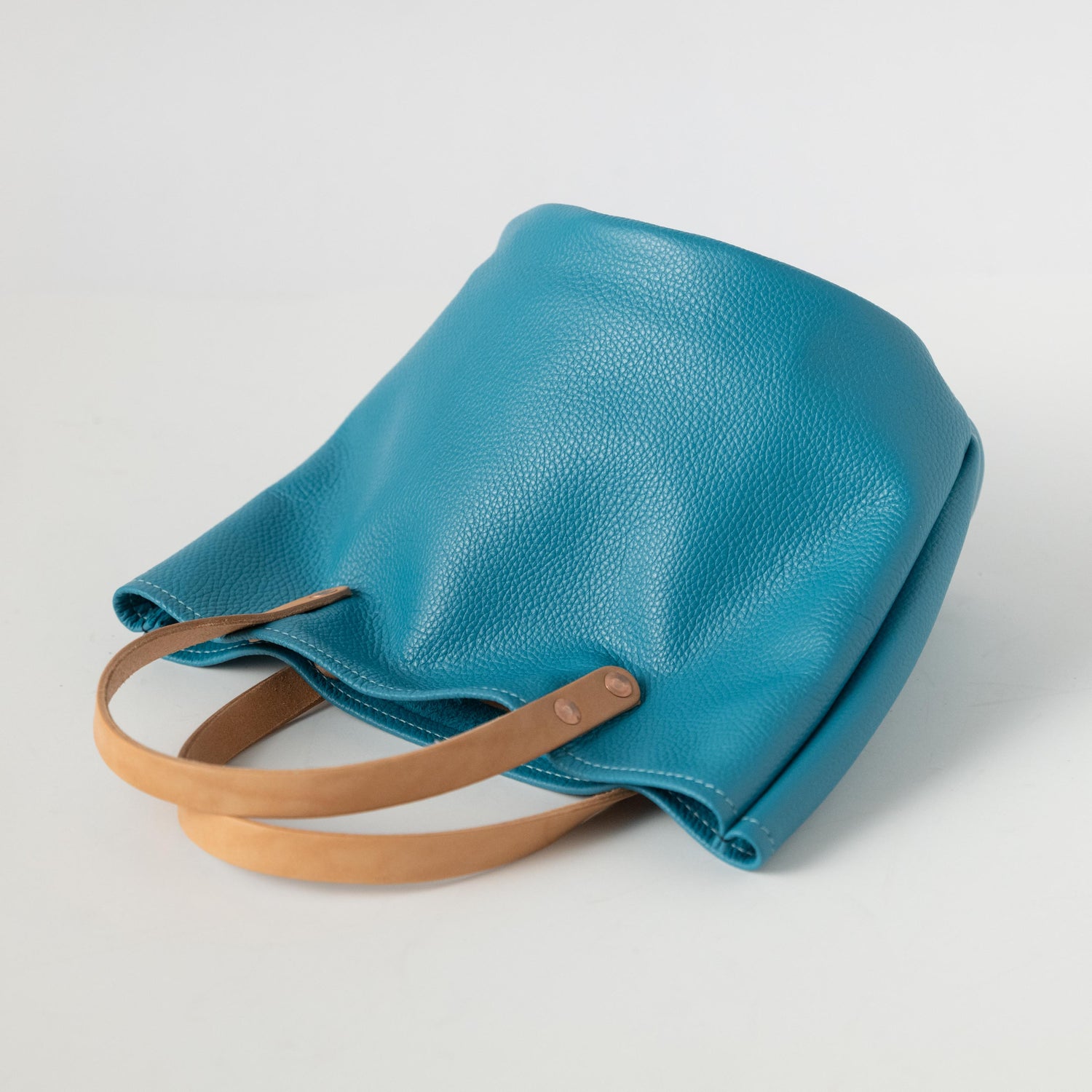 Turquoise Italian Pebbled Bucket Tote