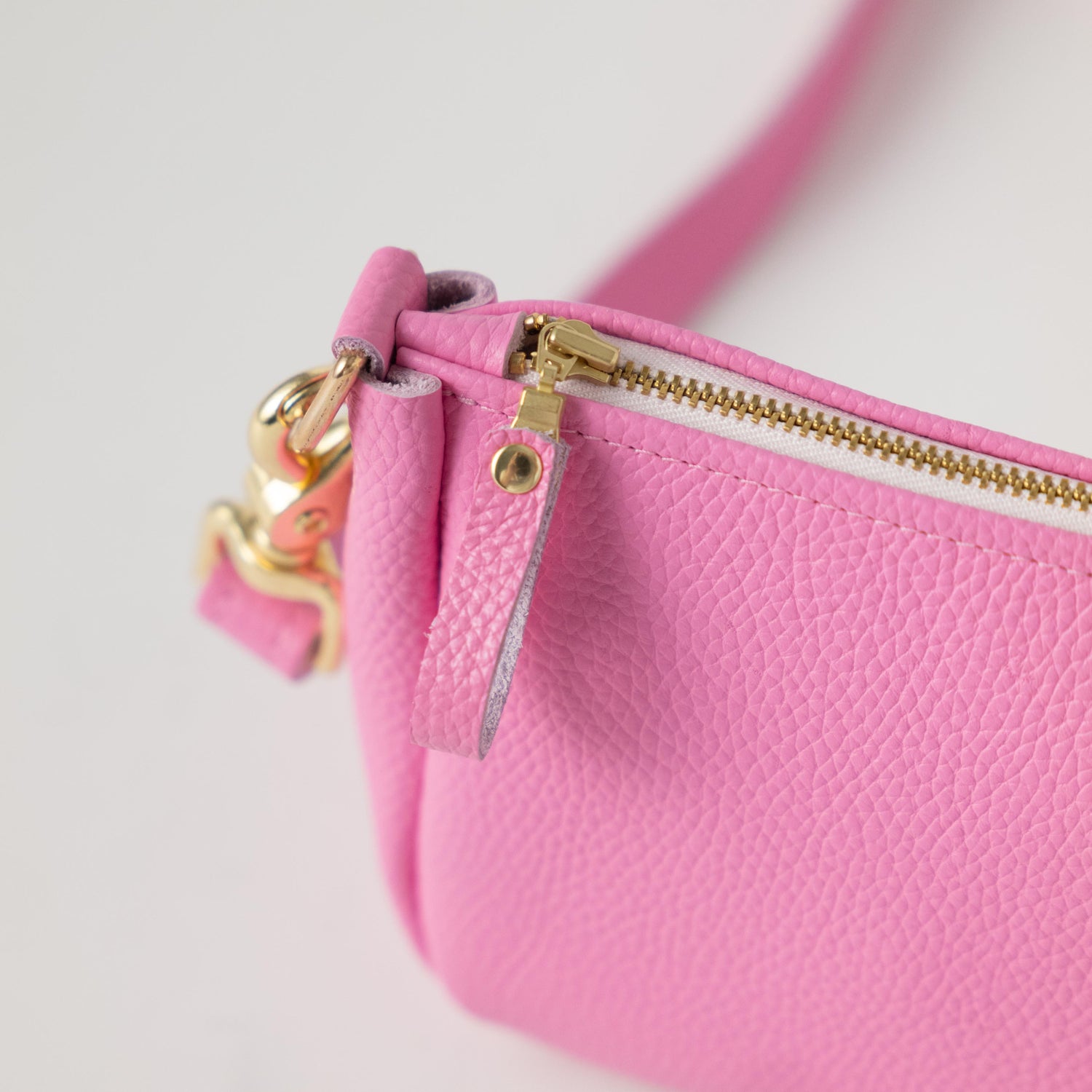 Pink Italian Pebbled Mini Crossbody Bag