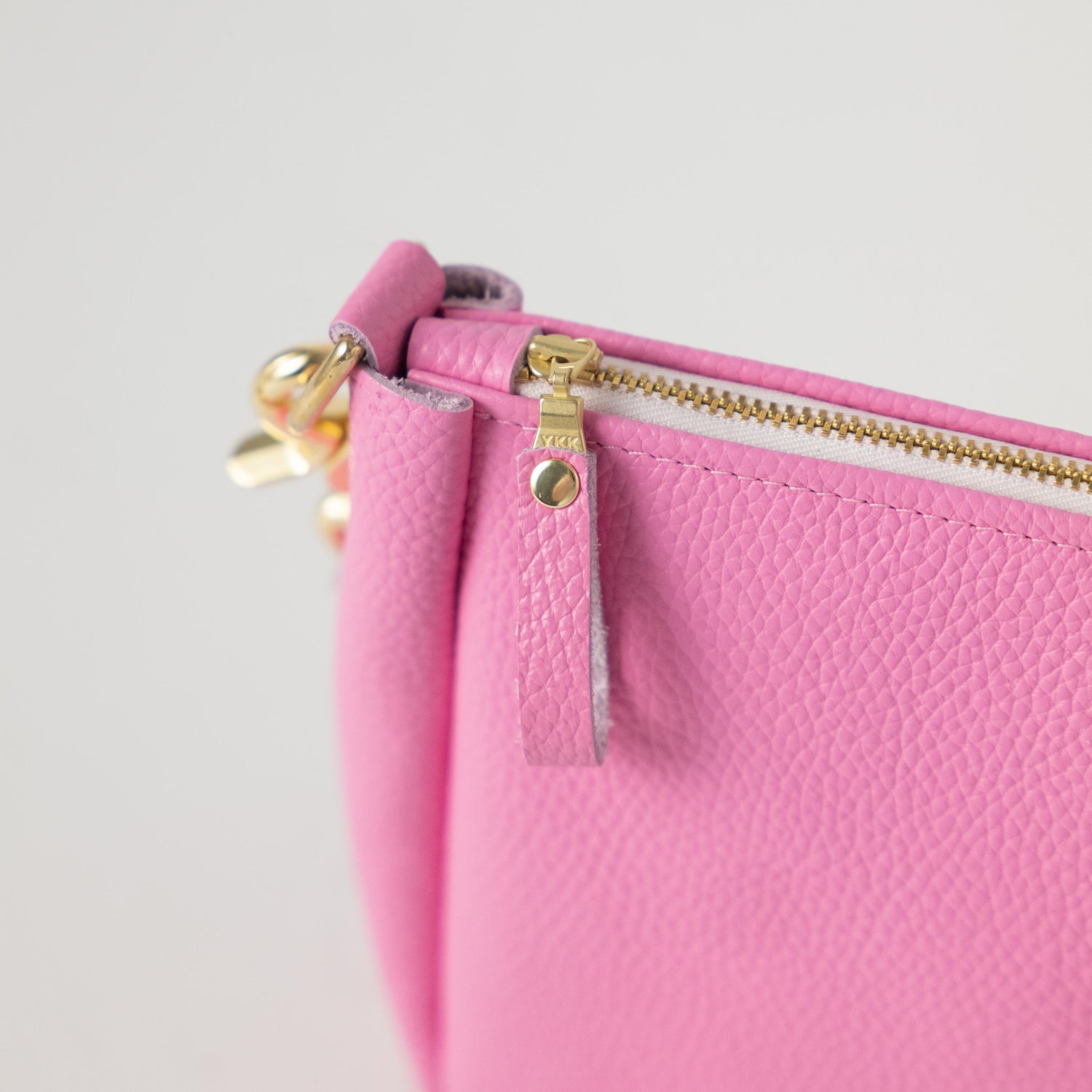 Pink Italian Pebbled Medium Crossbody Bag